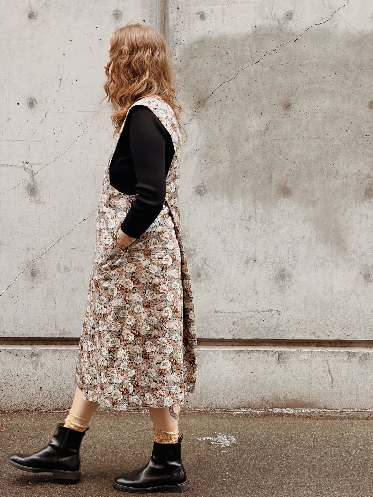 Floral Denim Apron Jumper
