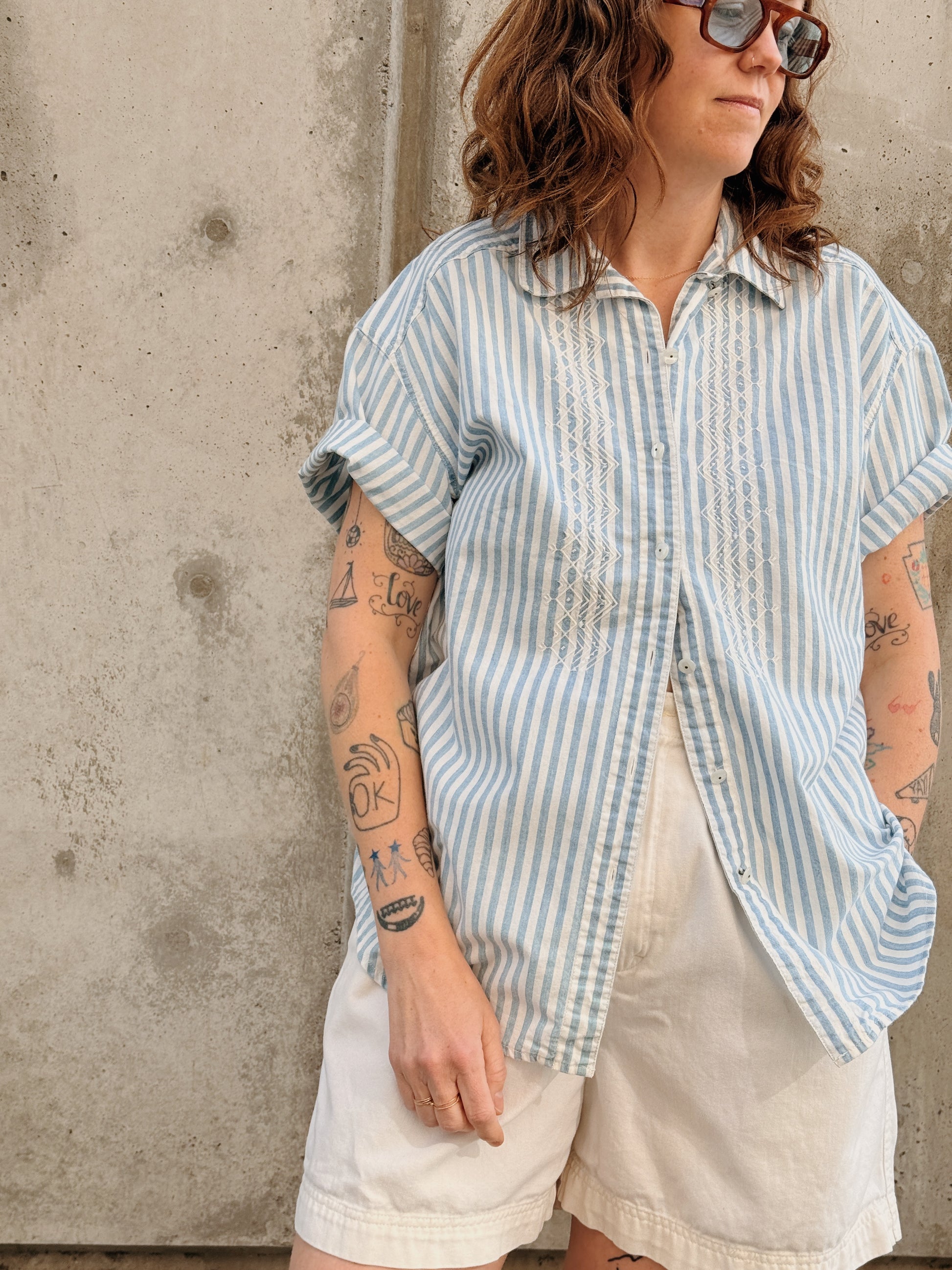 Embroidered Stripe Shirt