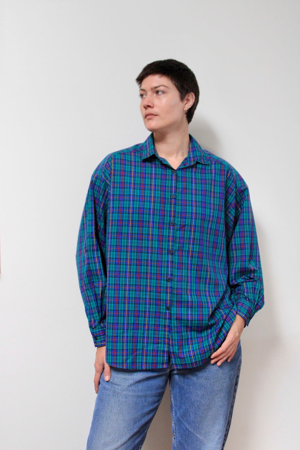 Kelly Green Plaid Button Down Shirt