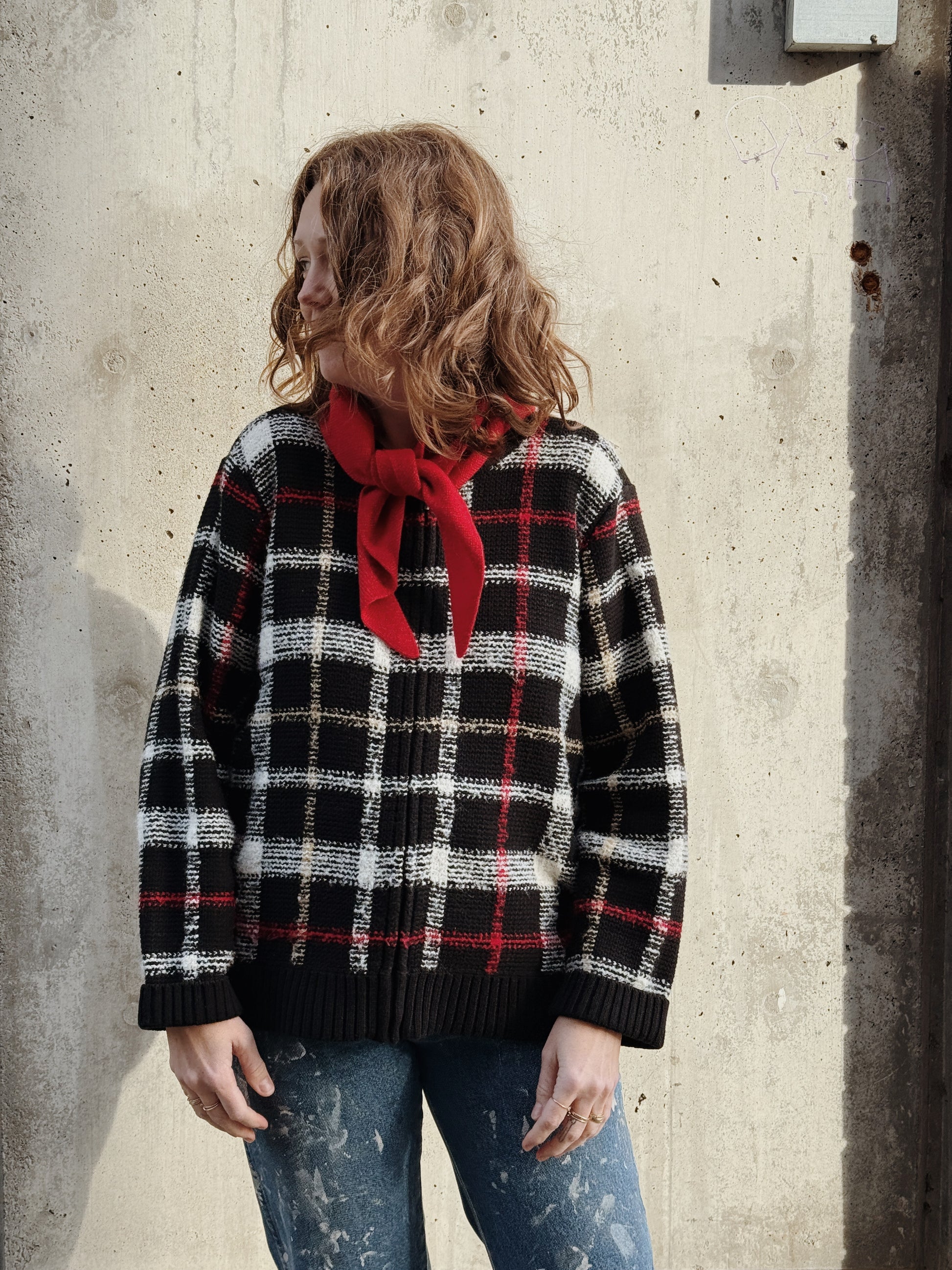 Plaid Zip Sweater