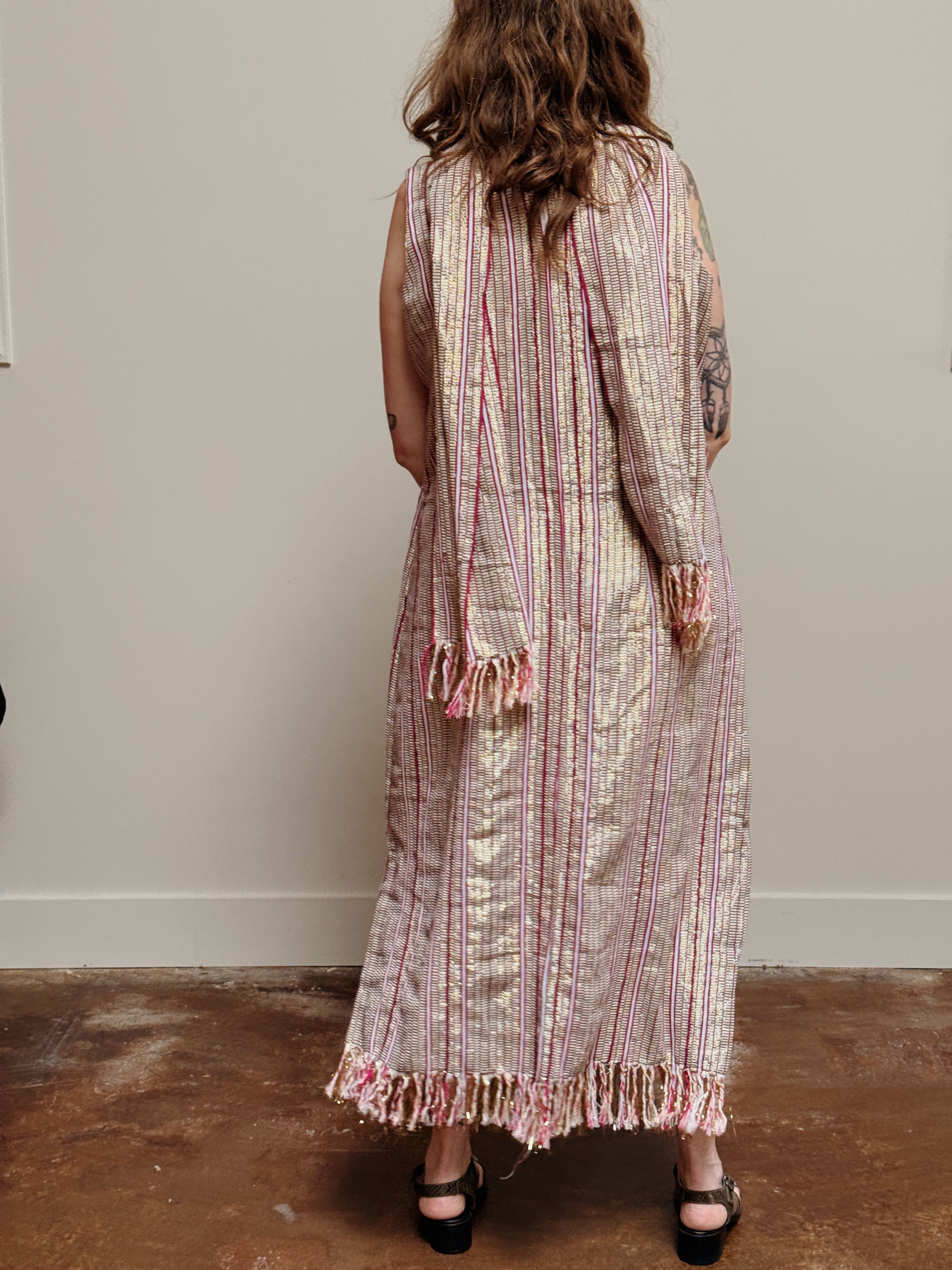 Pink Metallic Fringe Dress