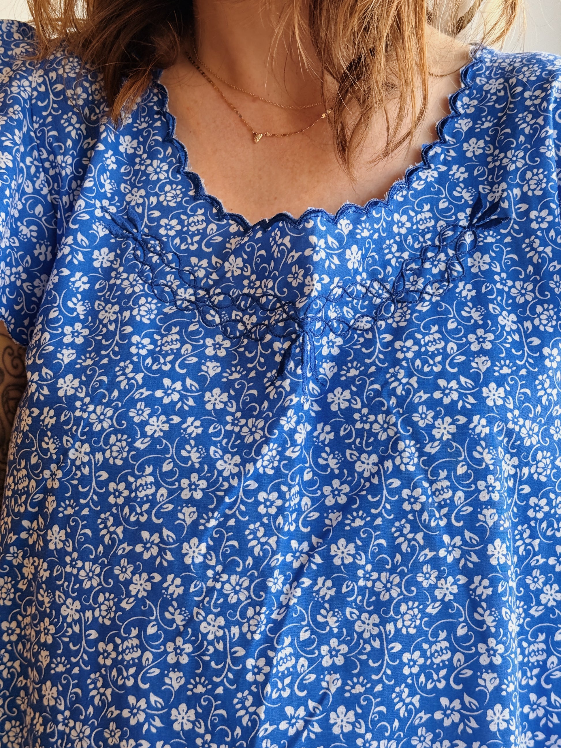 Blue Floral Cotton Midi