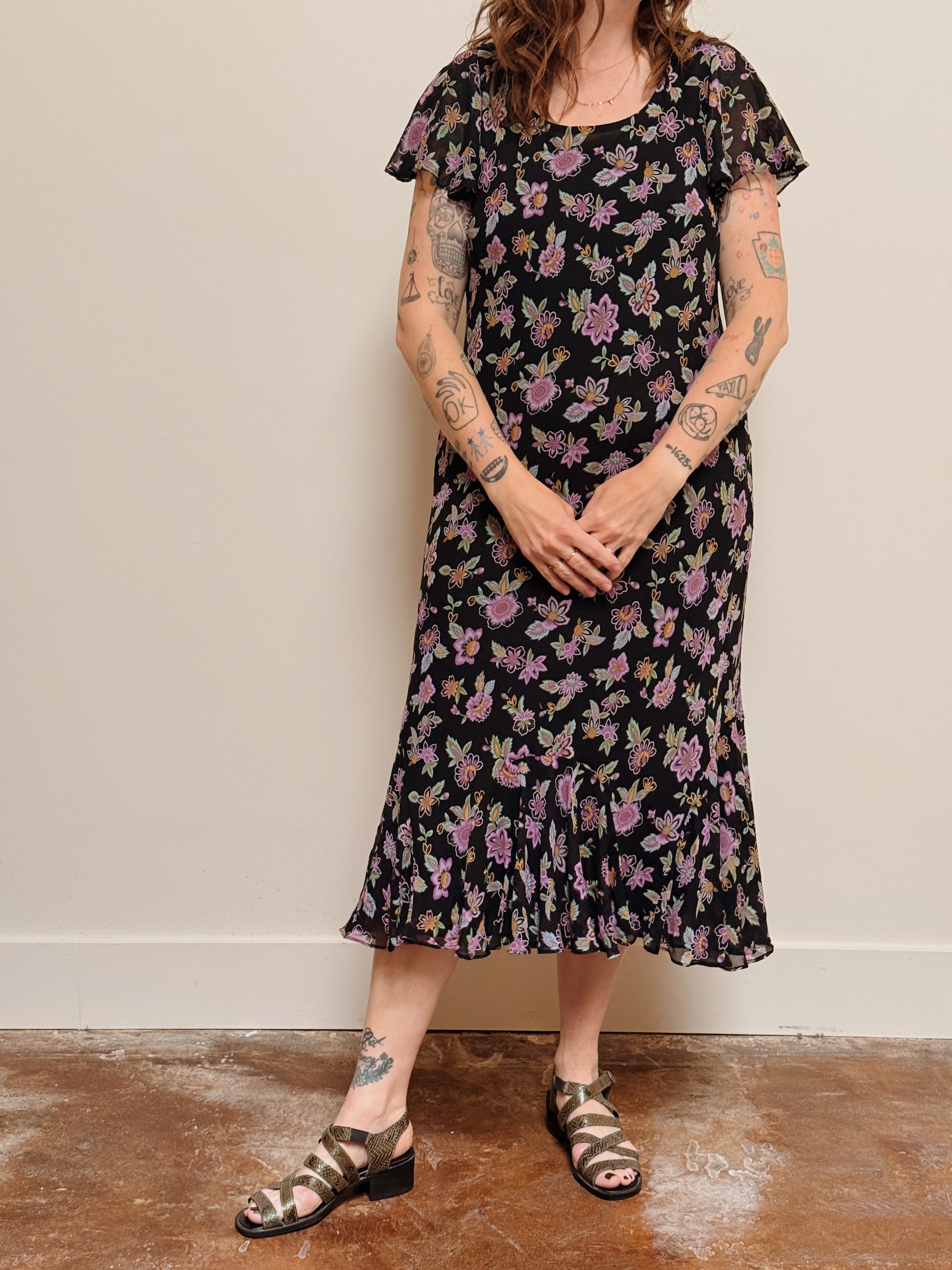 Floral Silk Midi Dress