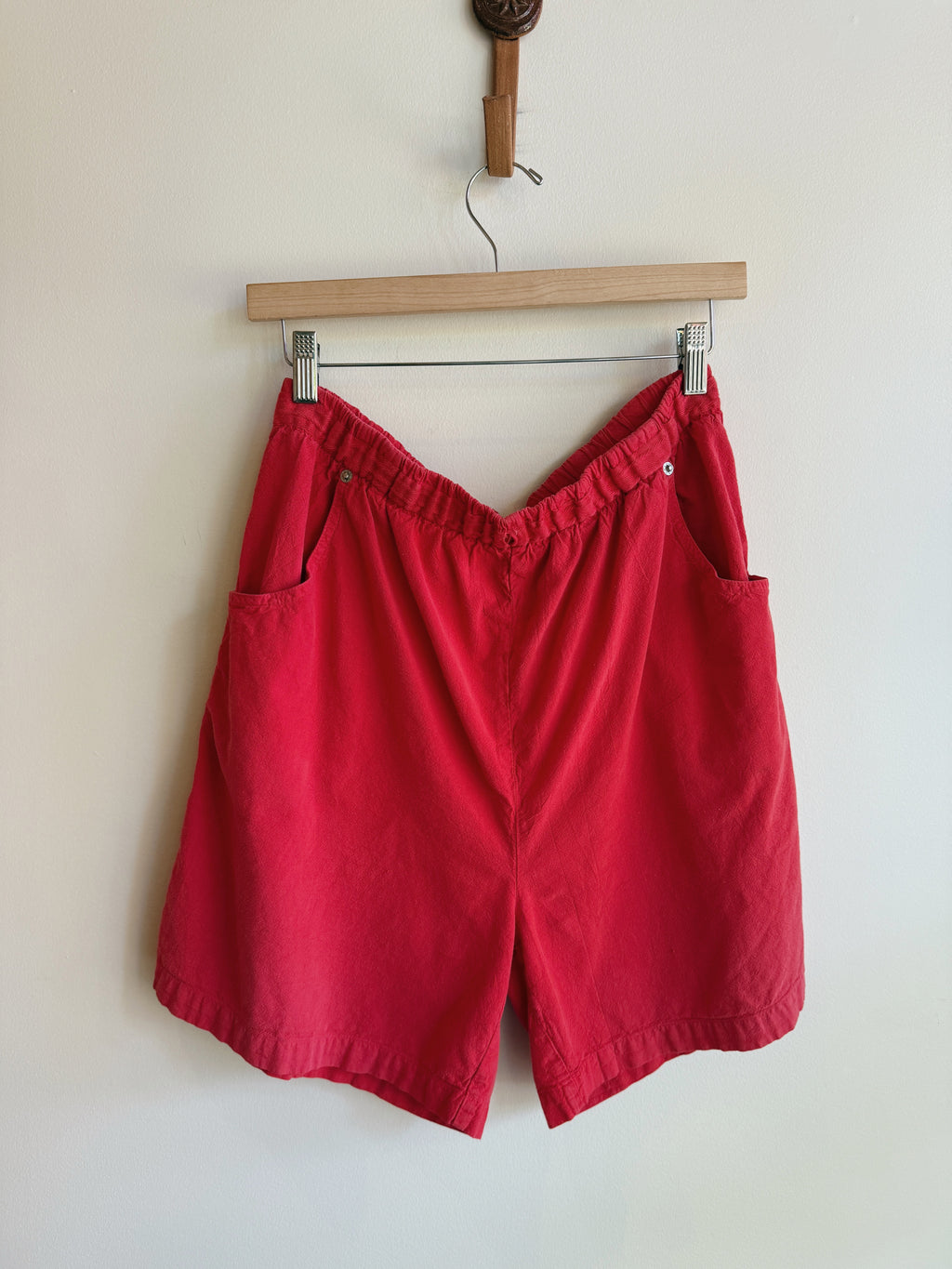 Red Cotton Easy Shorts
