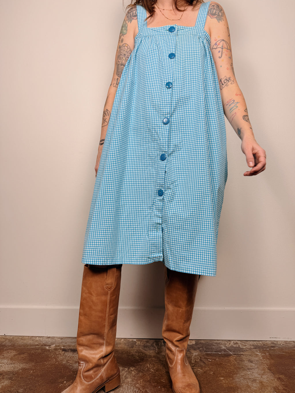 Gingham Buttonfront Midi