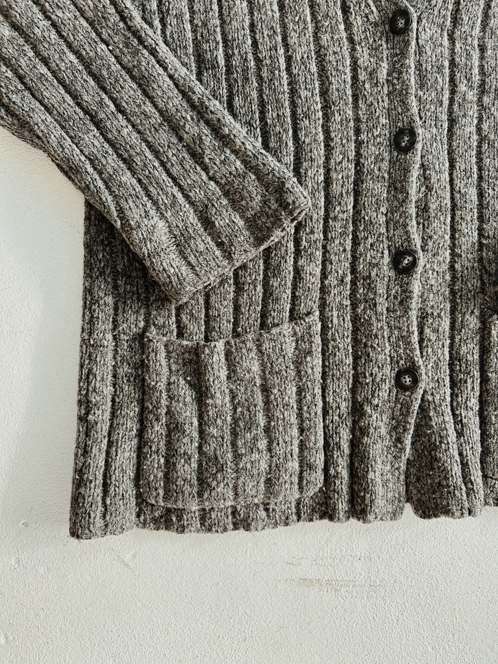Wide Ribbed Wool Blend Cardigan