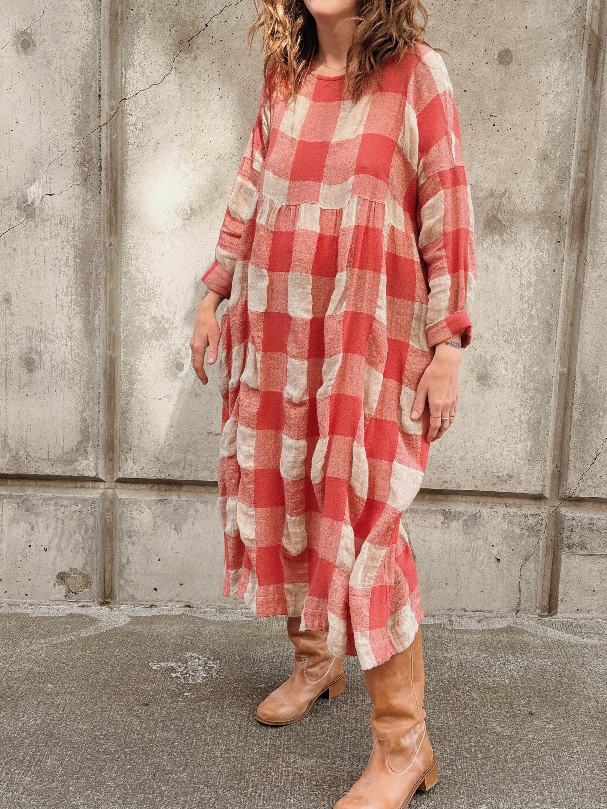 Ichi Antiquites Gingham Maxi