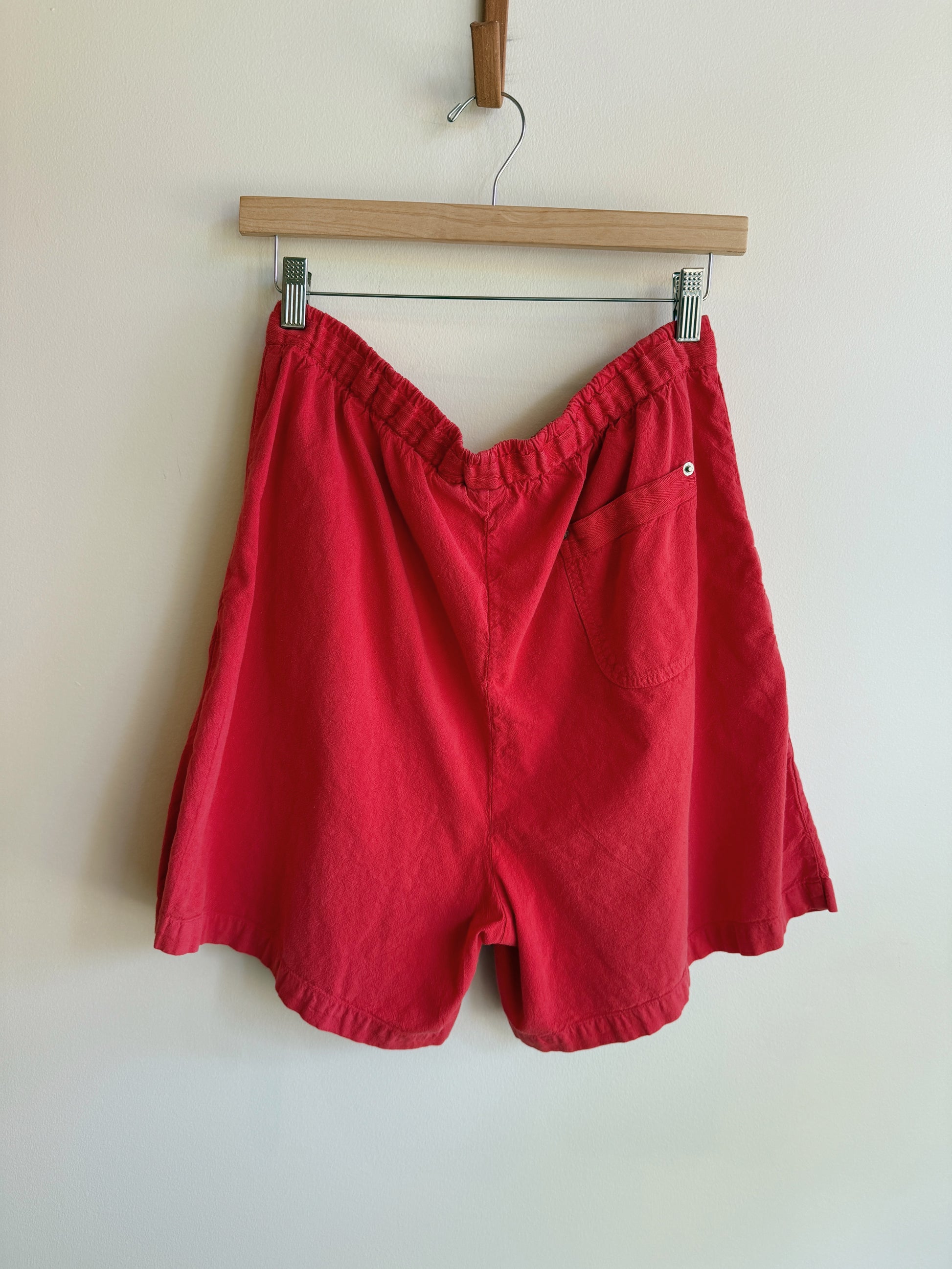 Red Cotton Easy Shorts