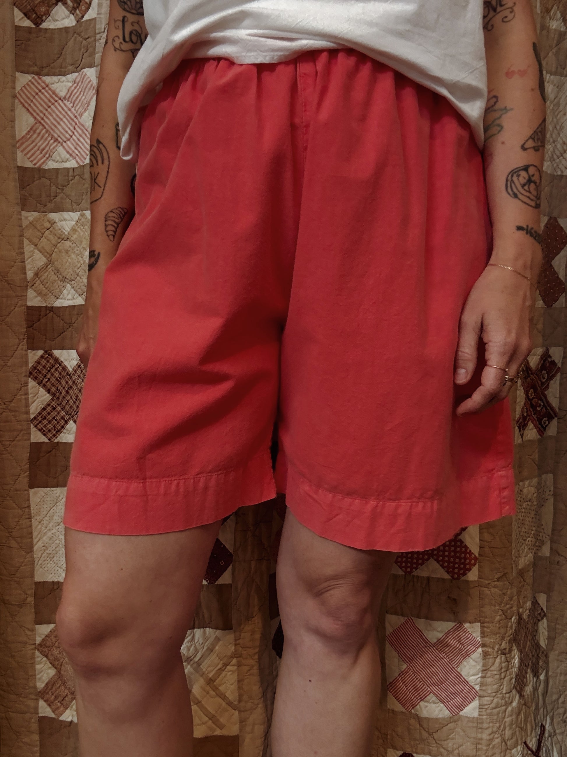 Pink Cotton Easy Shorts