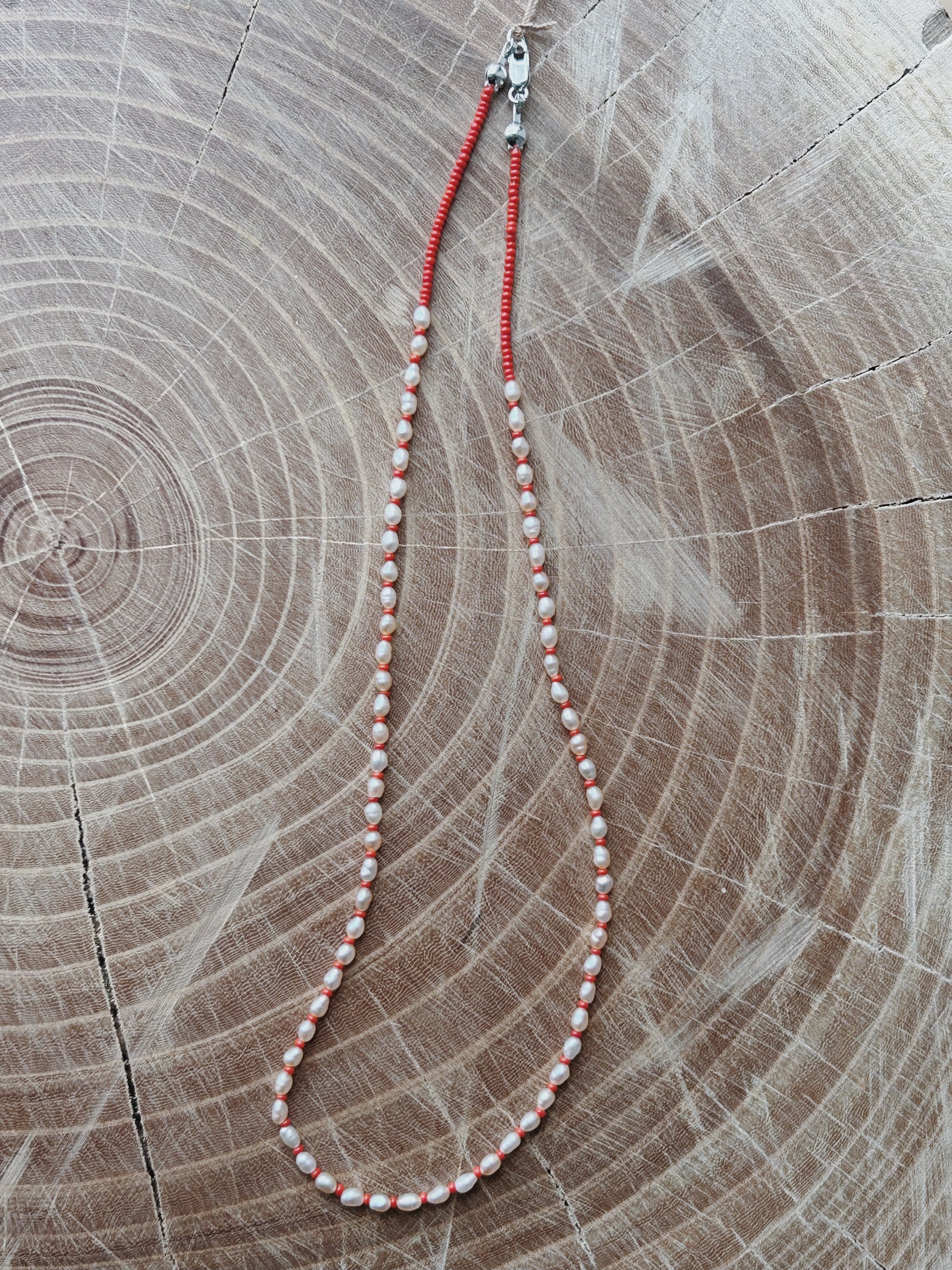 Vermillion + String of Pearls Necklace