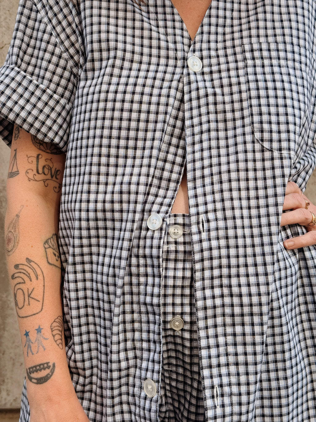 Blue Plaid Shorts Set