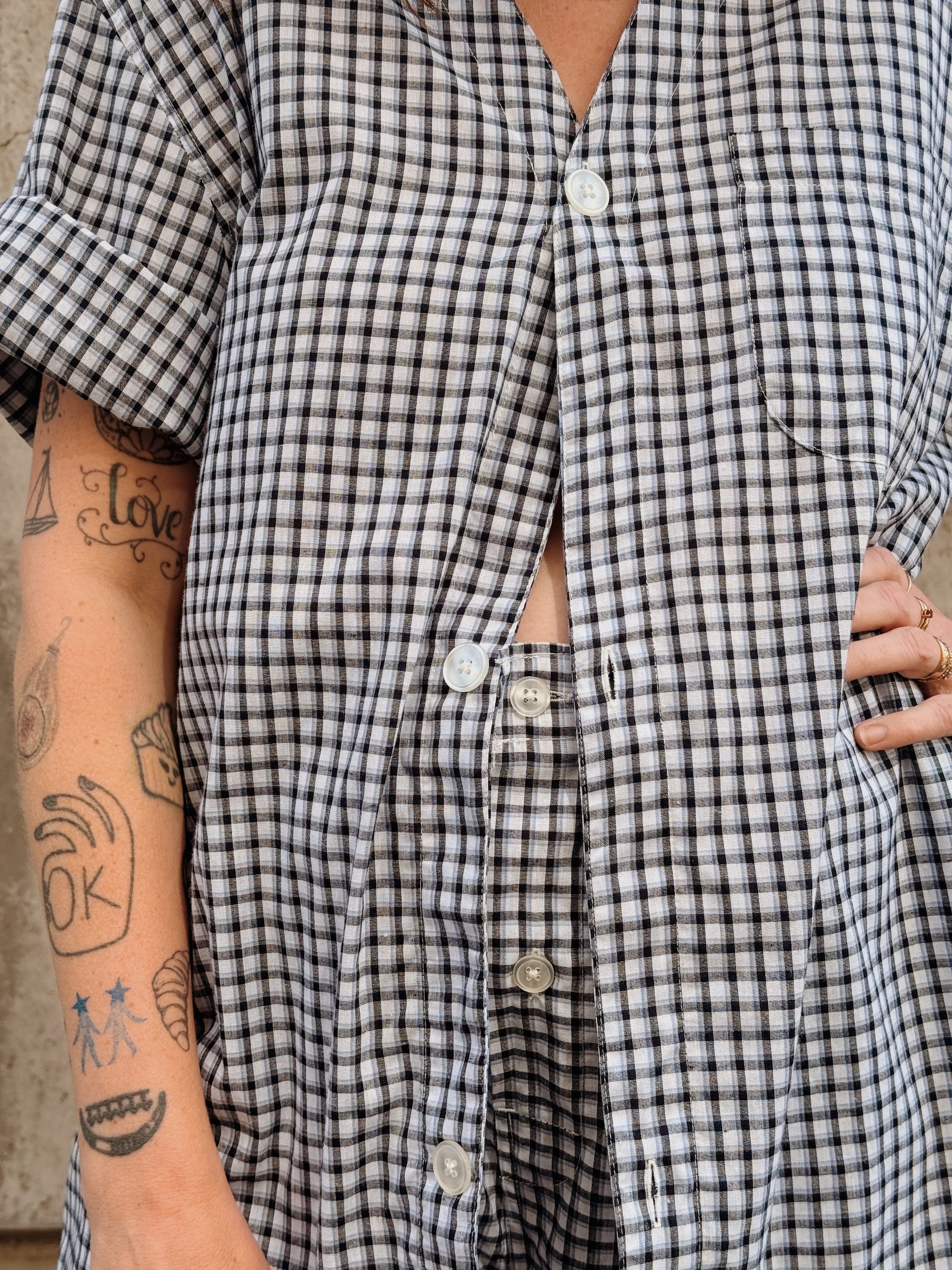 Blue Plaid Shorts Set