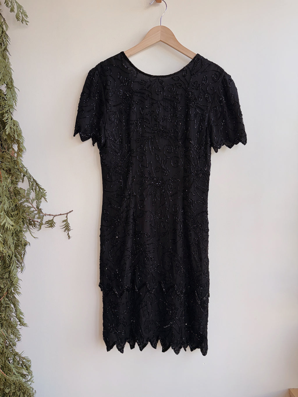 Black Beaded Silk Dress