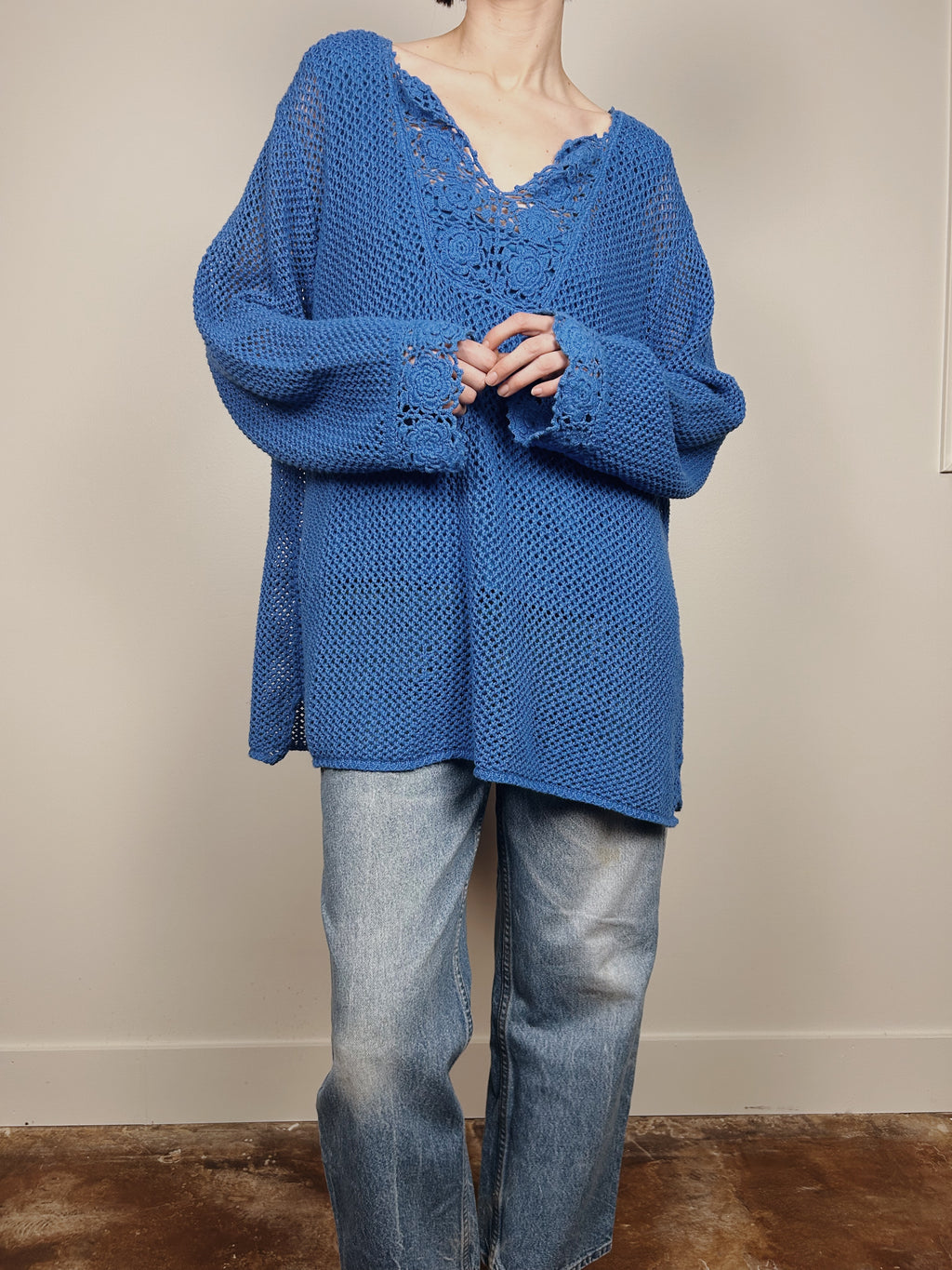 Blue Lace/Crochet Mini Dress