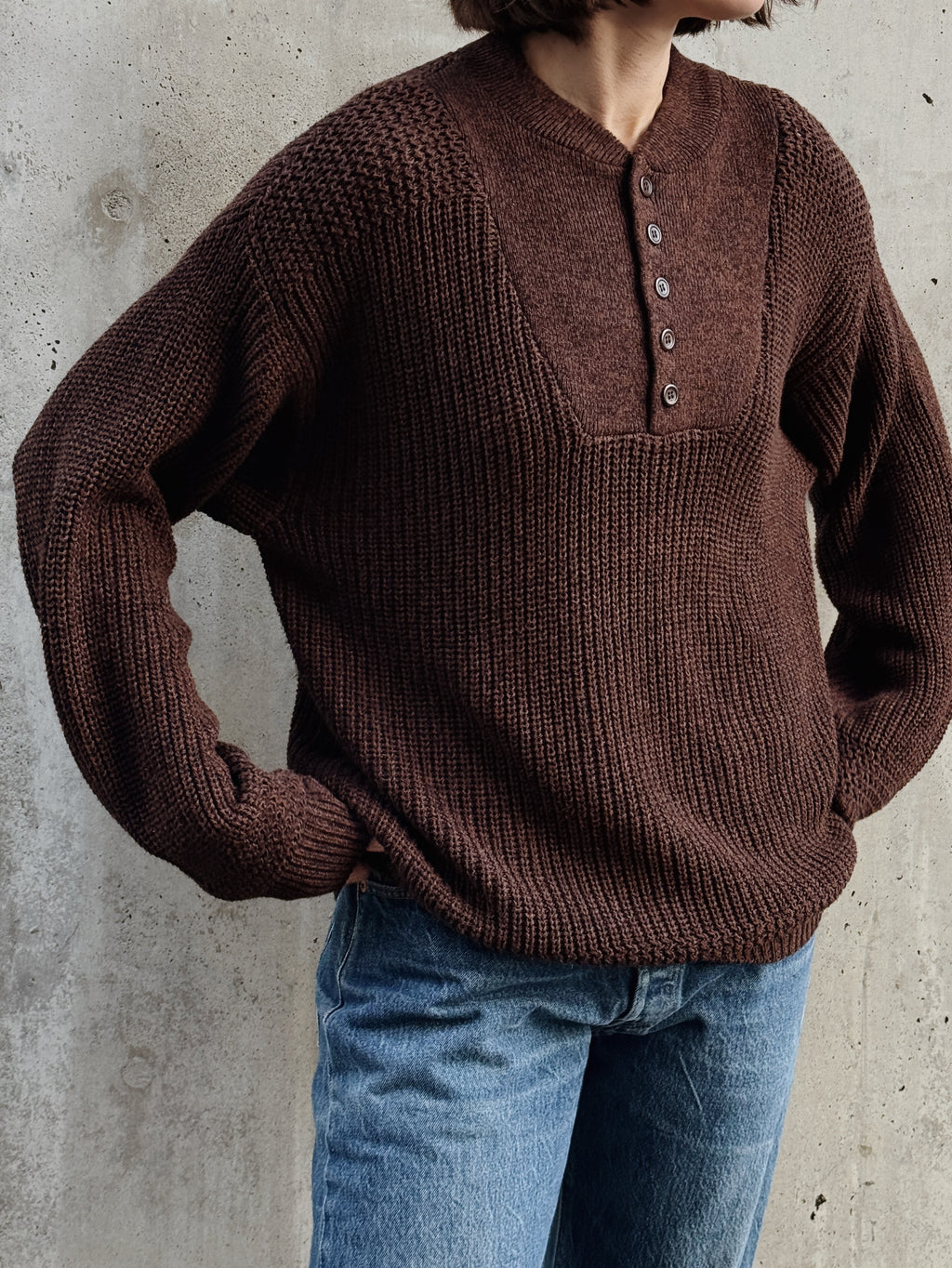 Chocolate Cotton Henley