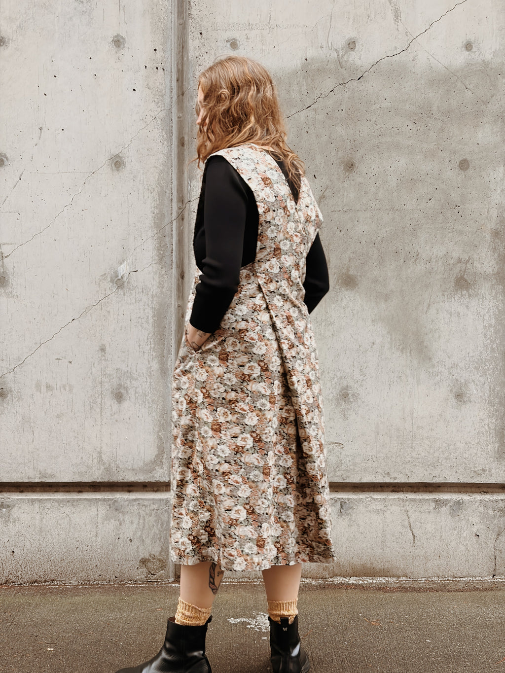 Floral Denim Apron Jumper