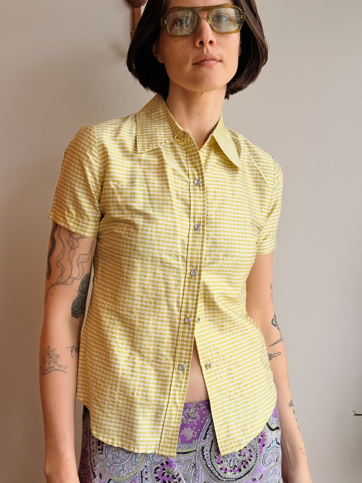 Silk Limon Gingham Snap Down