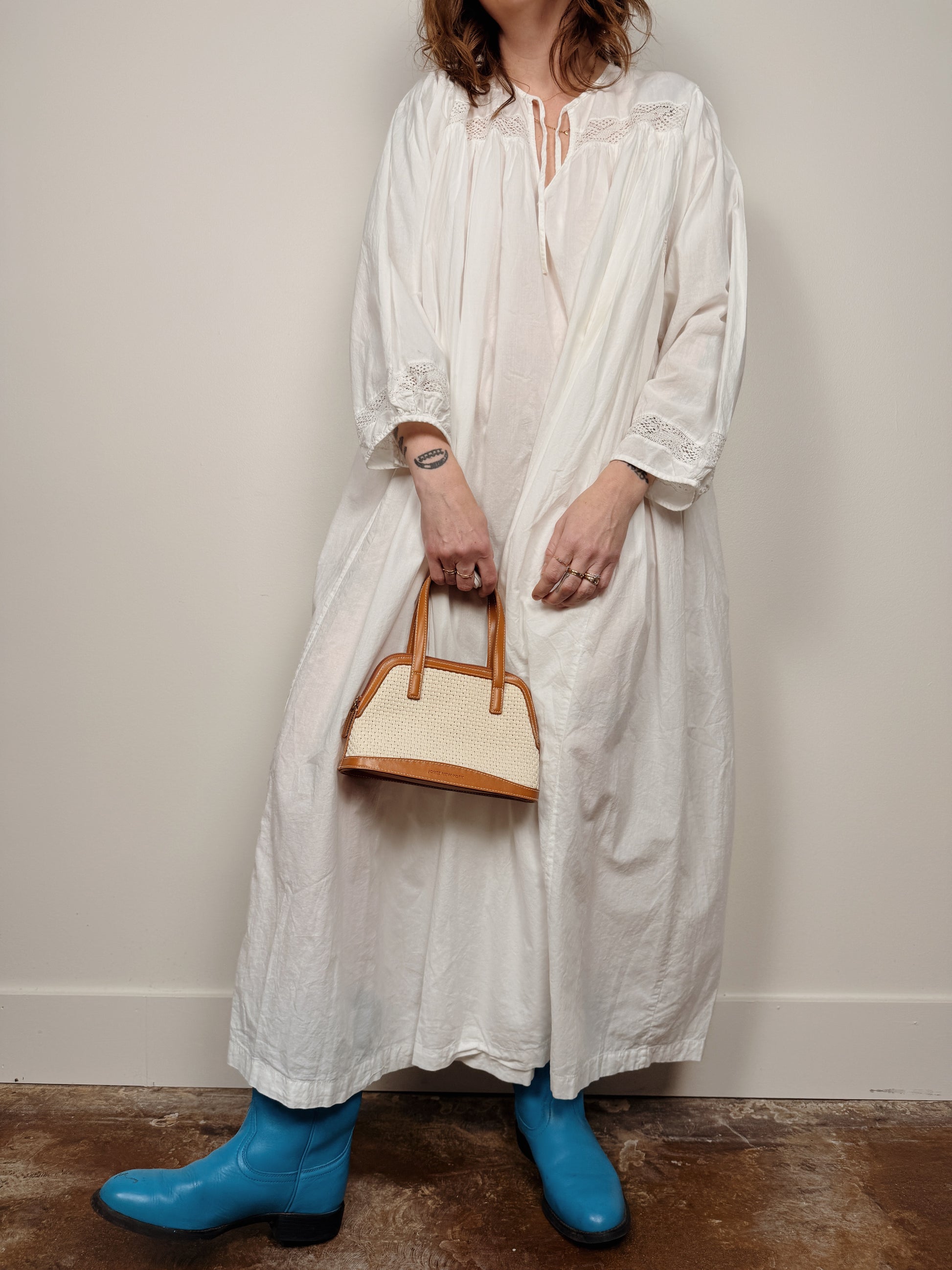Lace Trim Cotton Gown