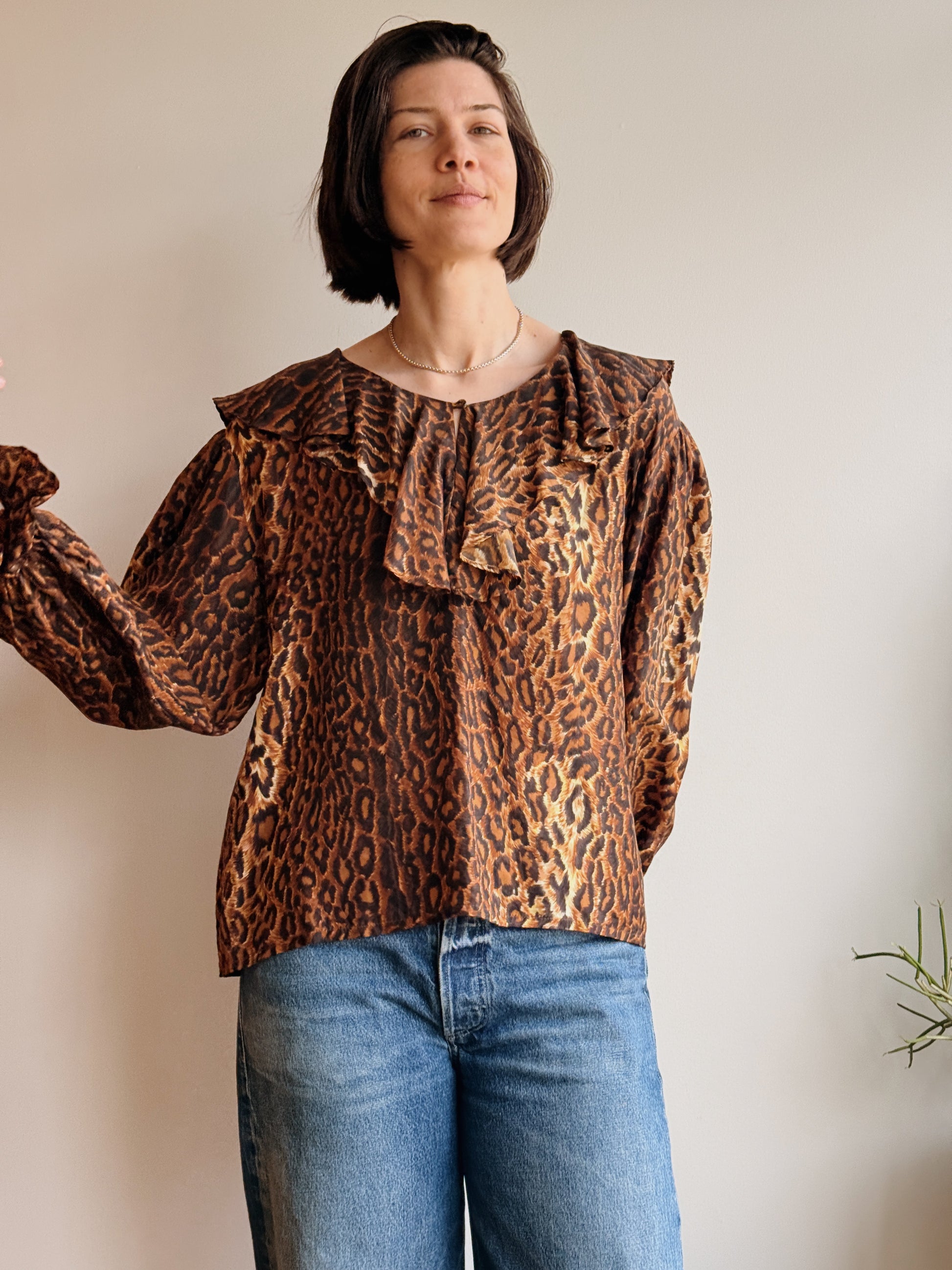 Express Silk Leopard Blouse