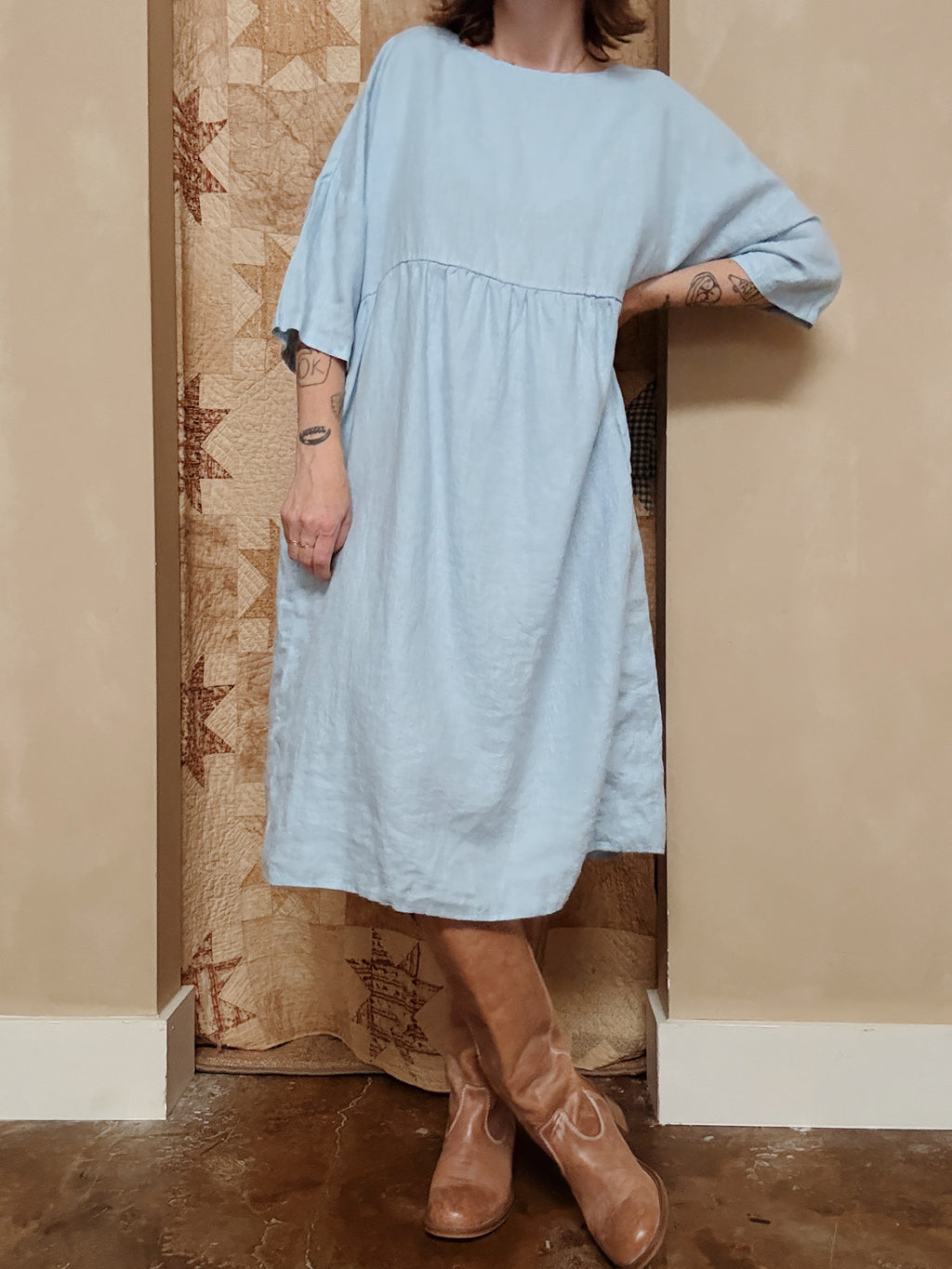 Blue Linen Dress