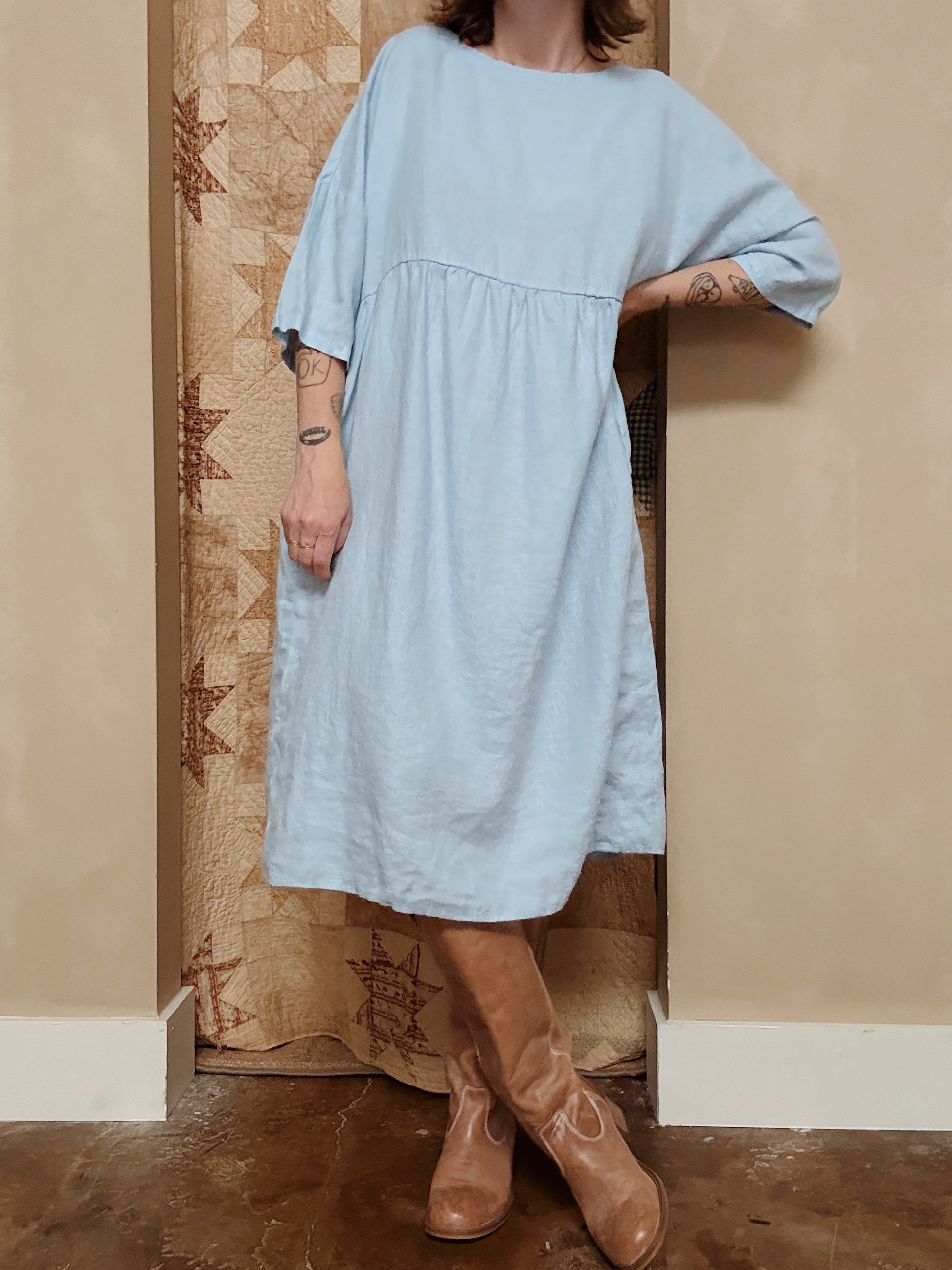 Blue Linen Dress