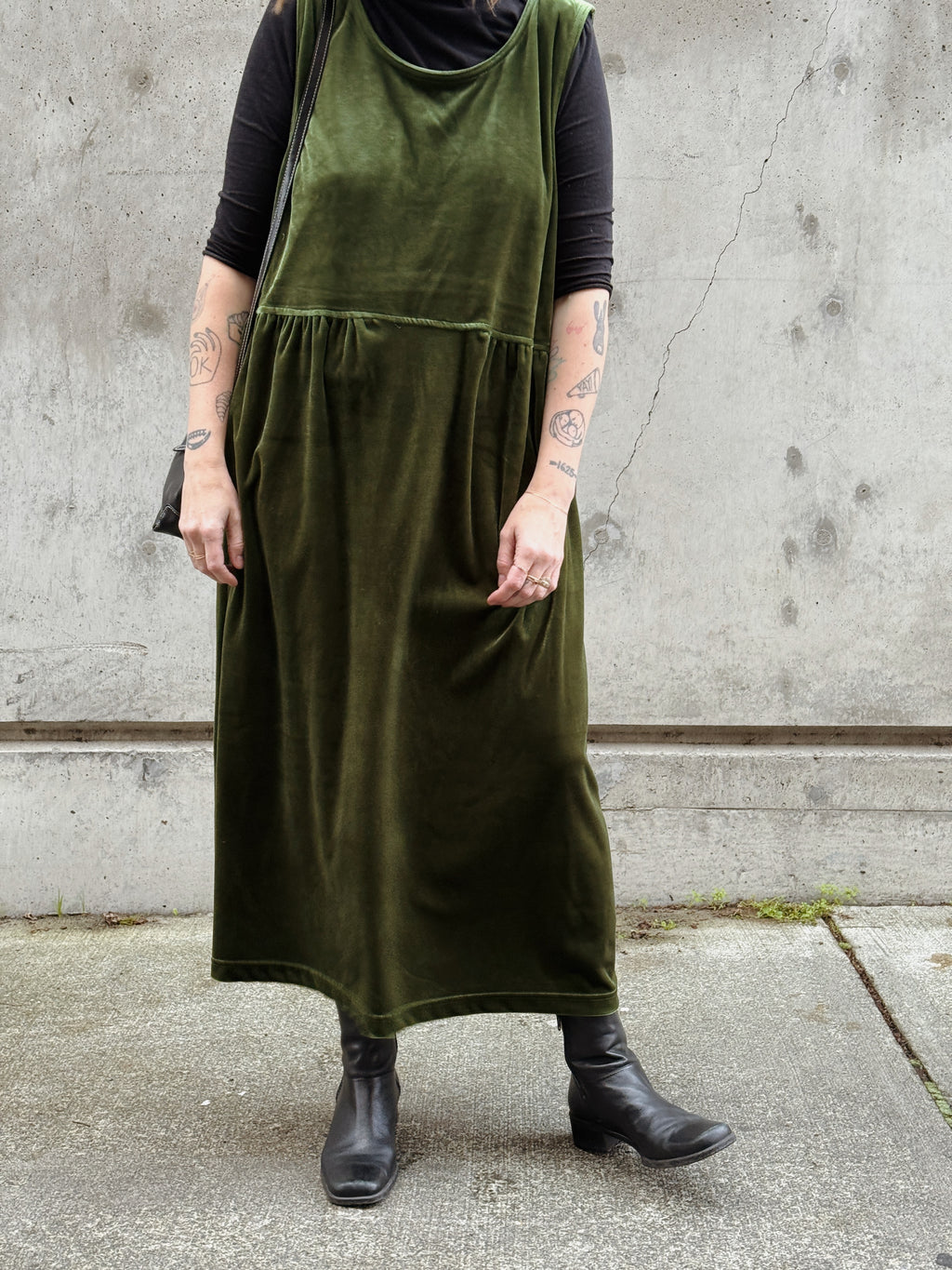 Green Velvet Tank Dress