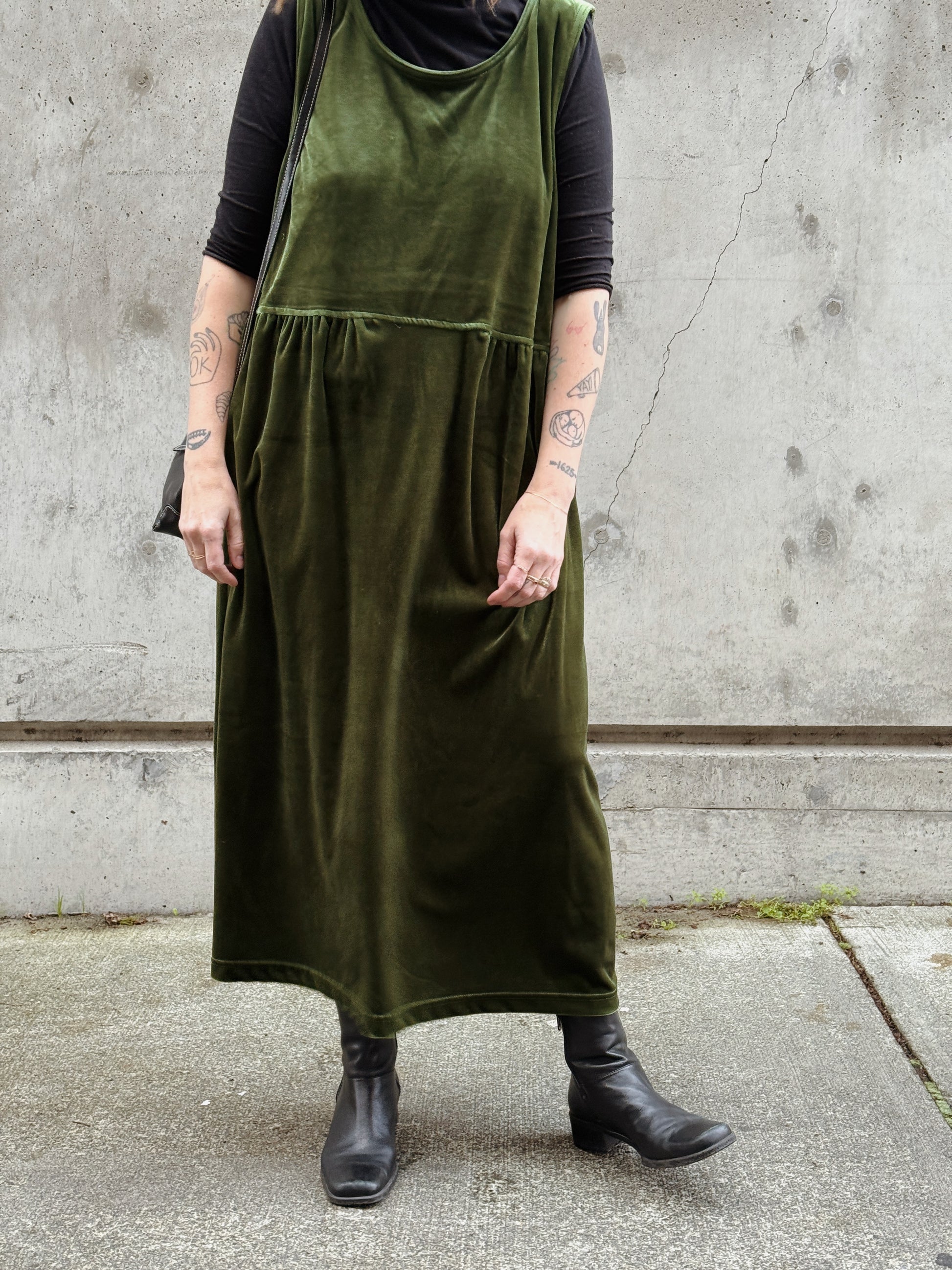 Green Velvet Tank Dress
