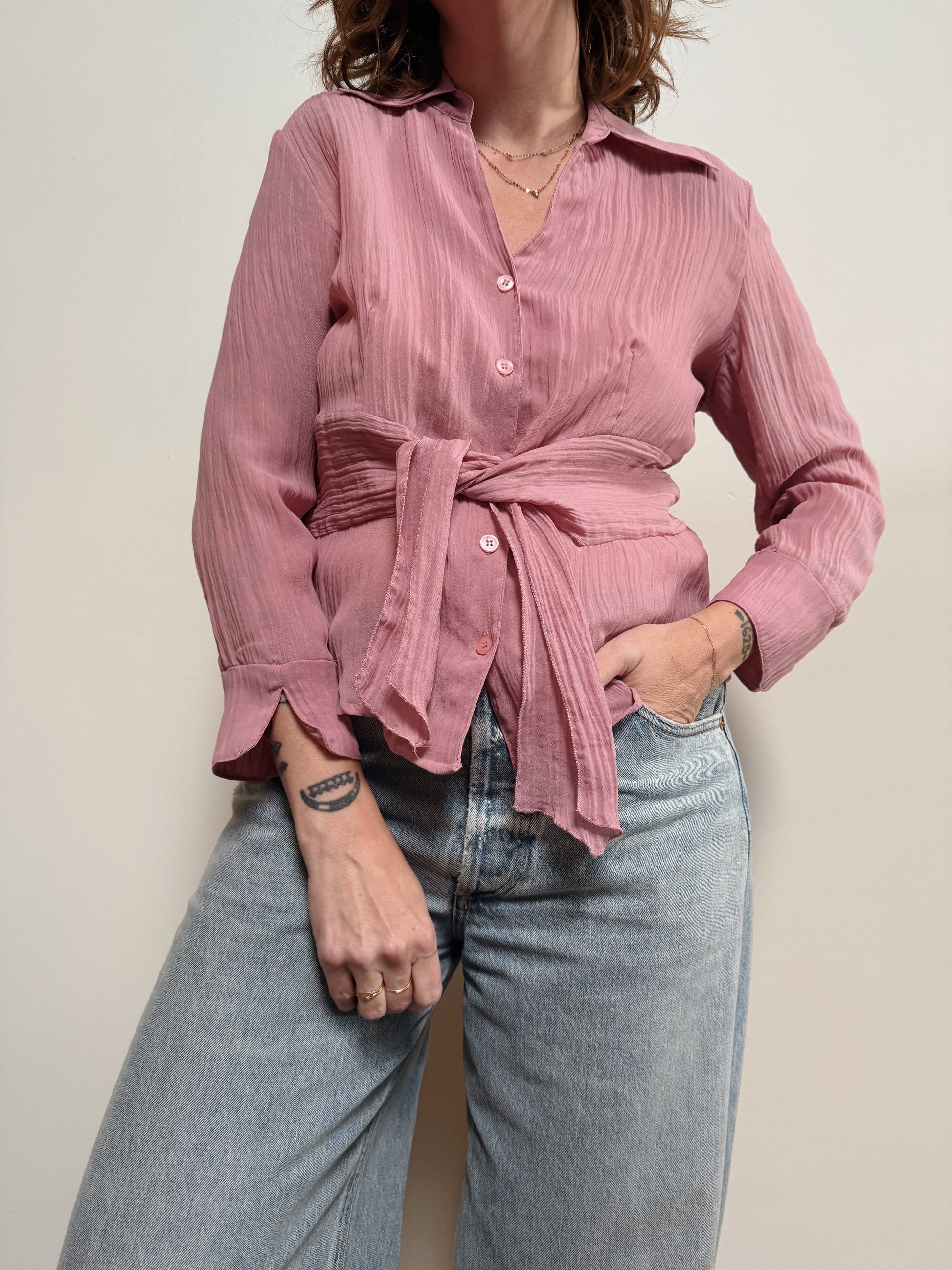 Pink Tie Blouse