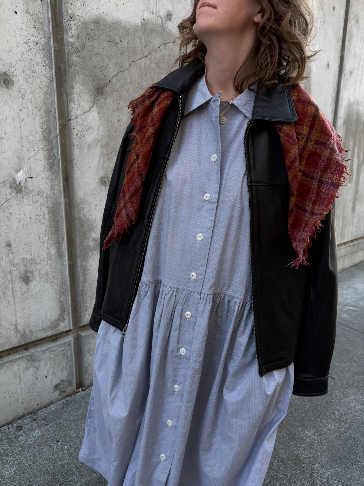 Fine Stripe Cotton Shirt Dress
