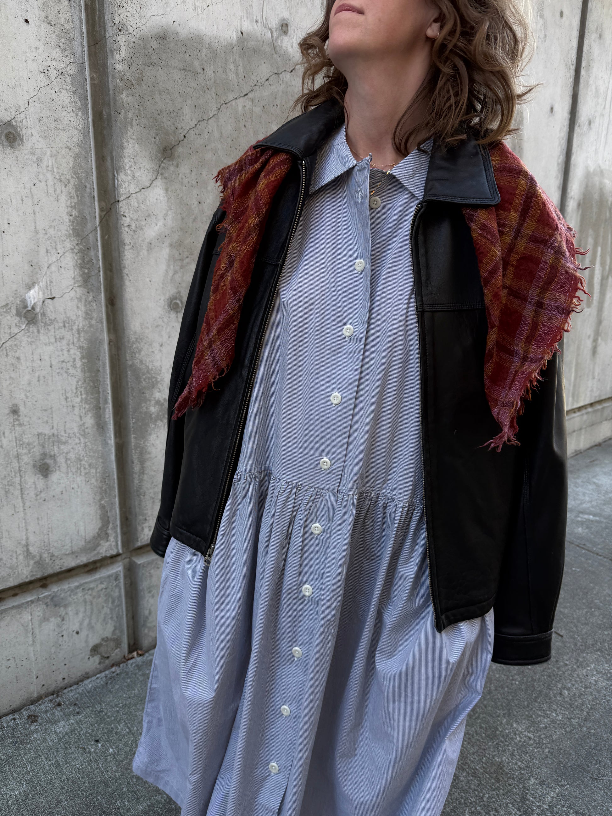 Fine Stripe Cotton Shirt Dress