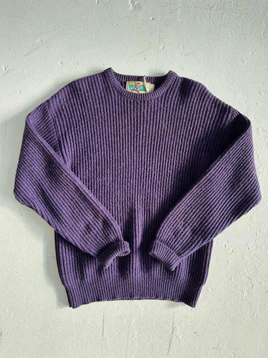 Ribbed Wool Blend Crew Sweater