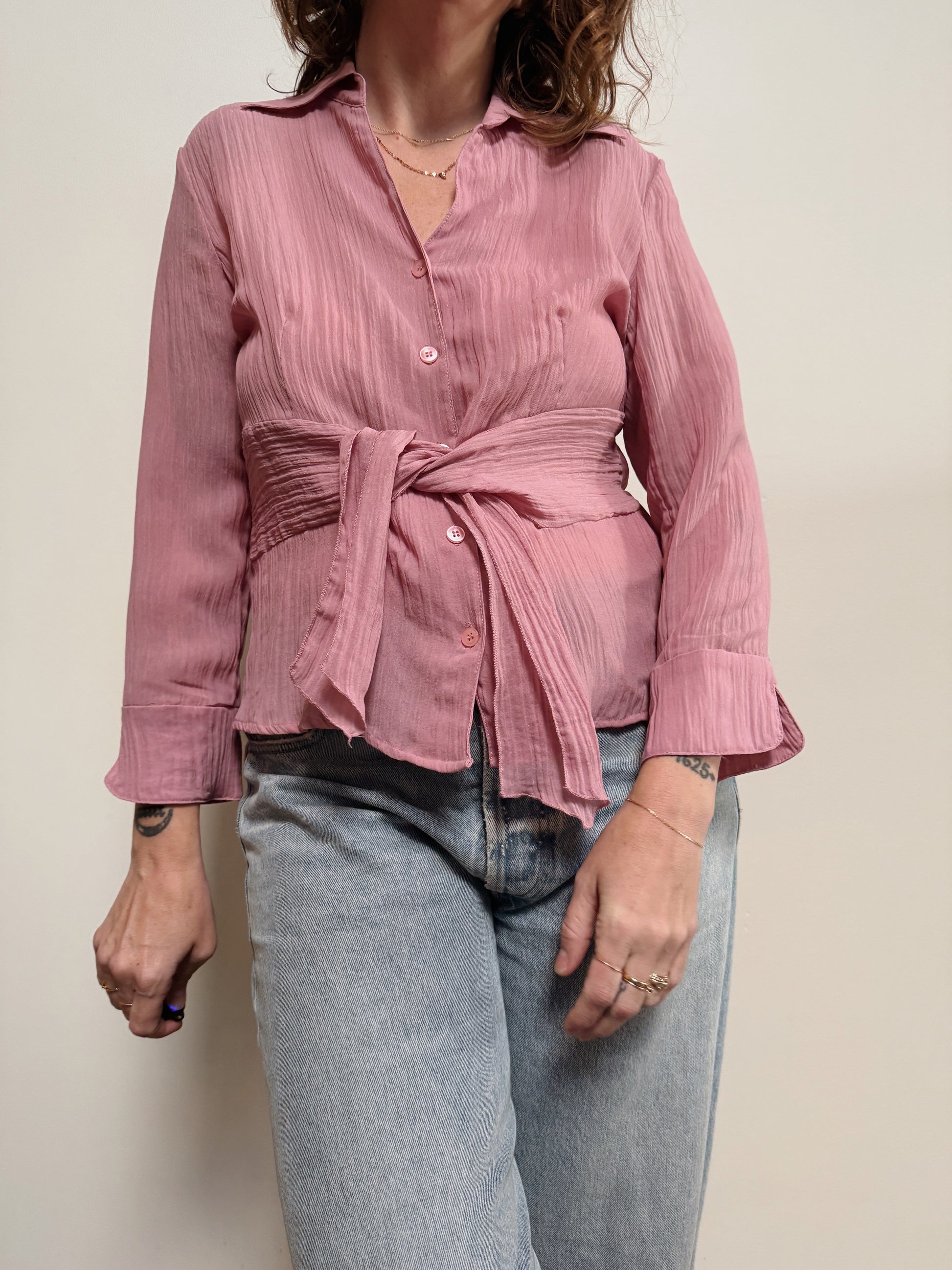 Pink Tie Blouse