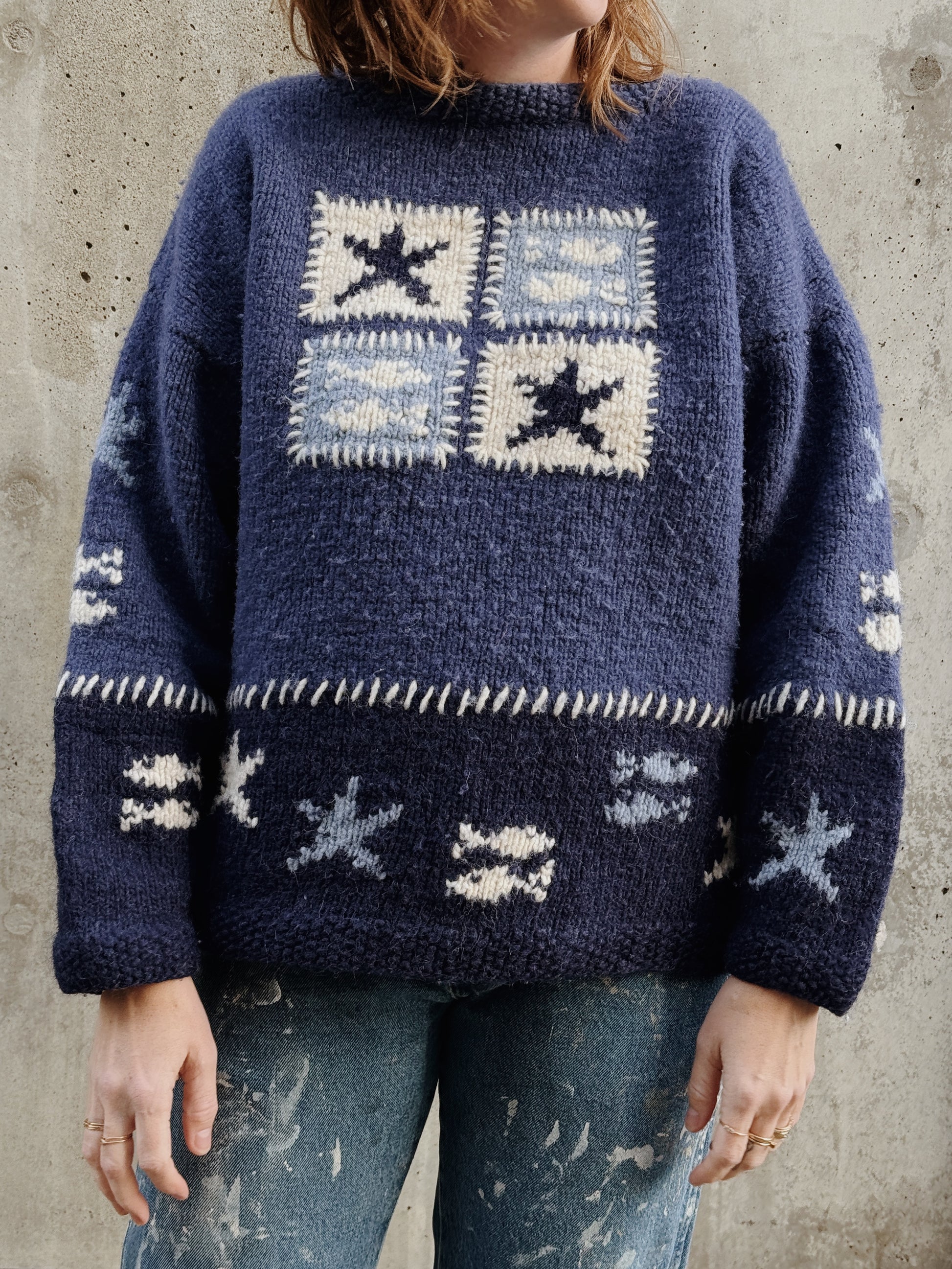 Wool Fishies & Stars Sweater