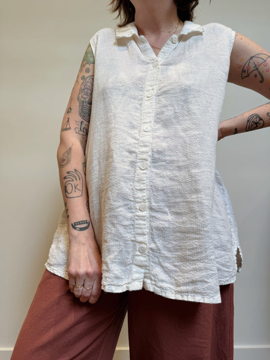 Flax Linen Buttondown Tank