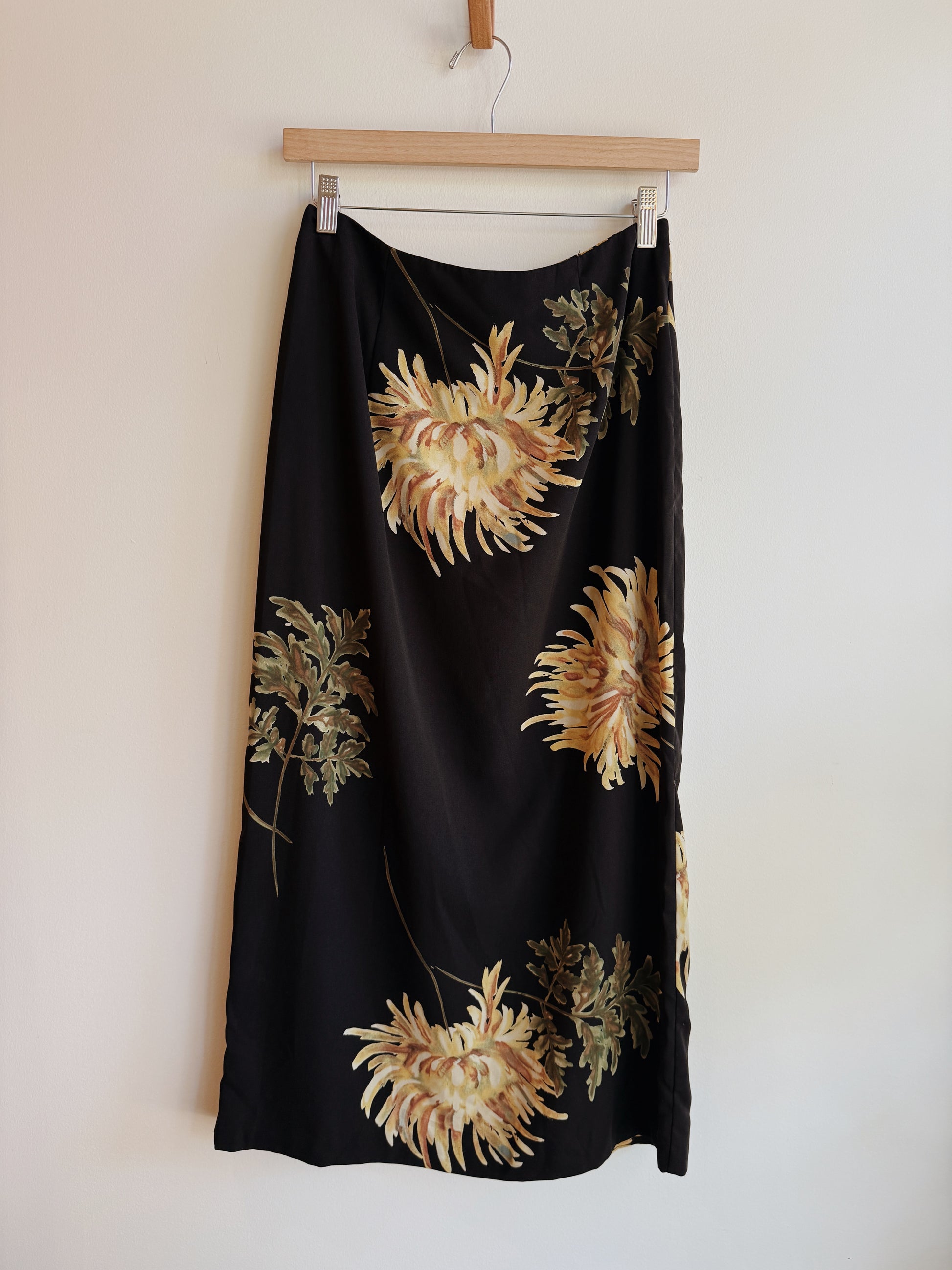 Black & Gold Floral Maxi Skirt