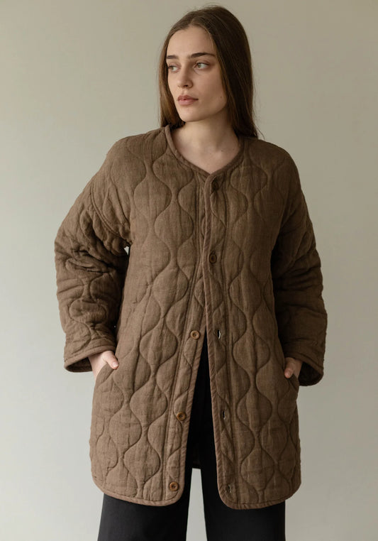 Quilted Coat - Cocoa