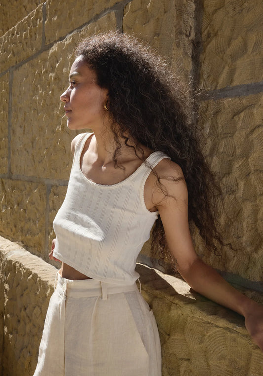 Crop Scoop Pointelle Cami