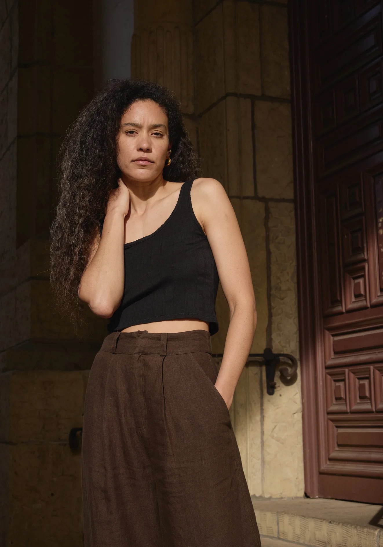 Crop Scoop Pointelle Cami