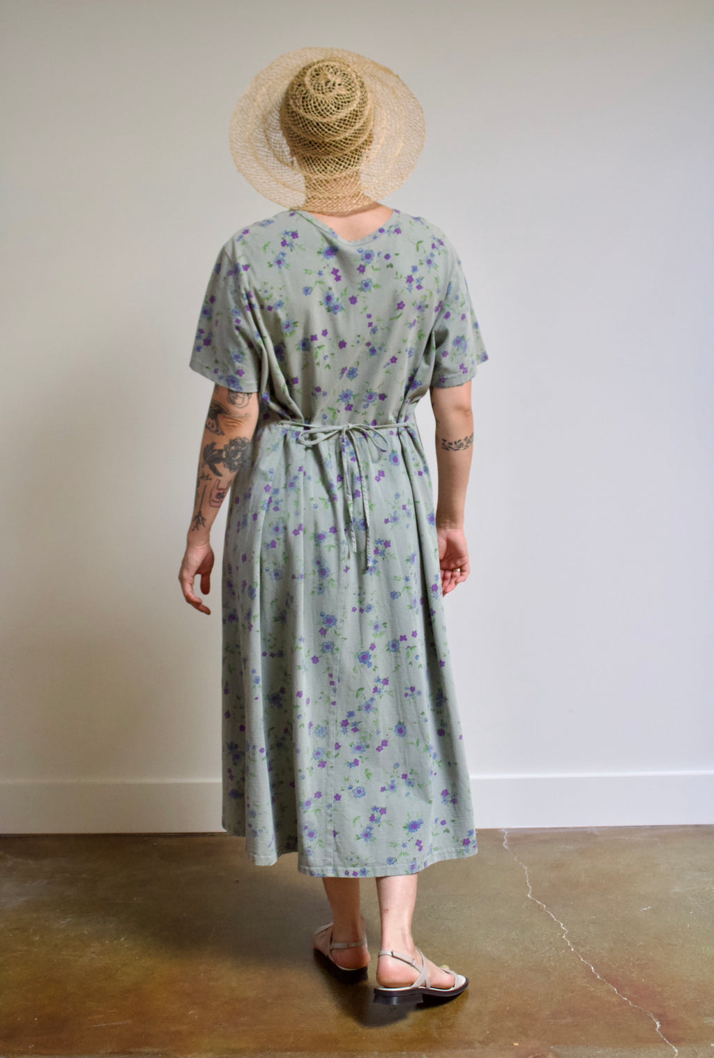 Sage Floral Babydoll Maxi Dress