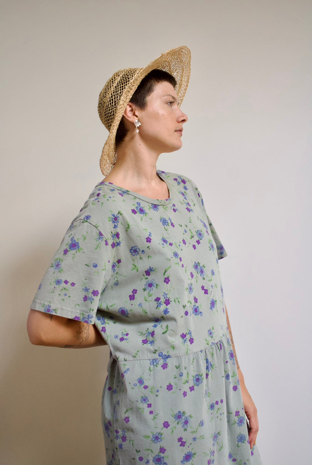 Sage Floral Babydoll Maxi Dress