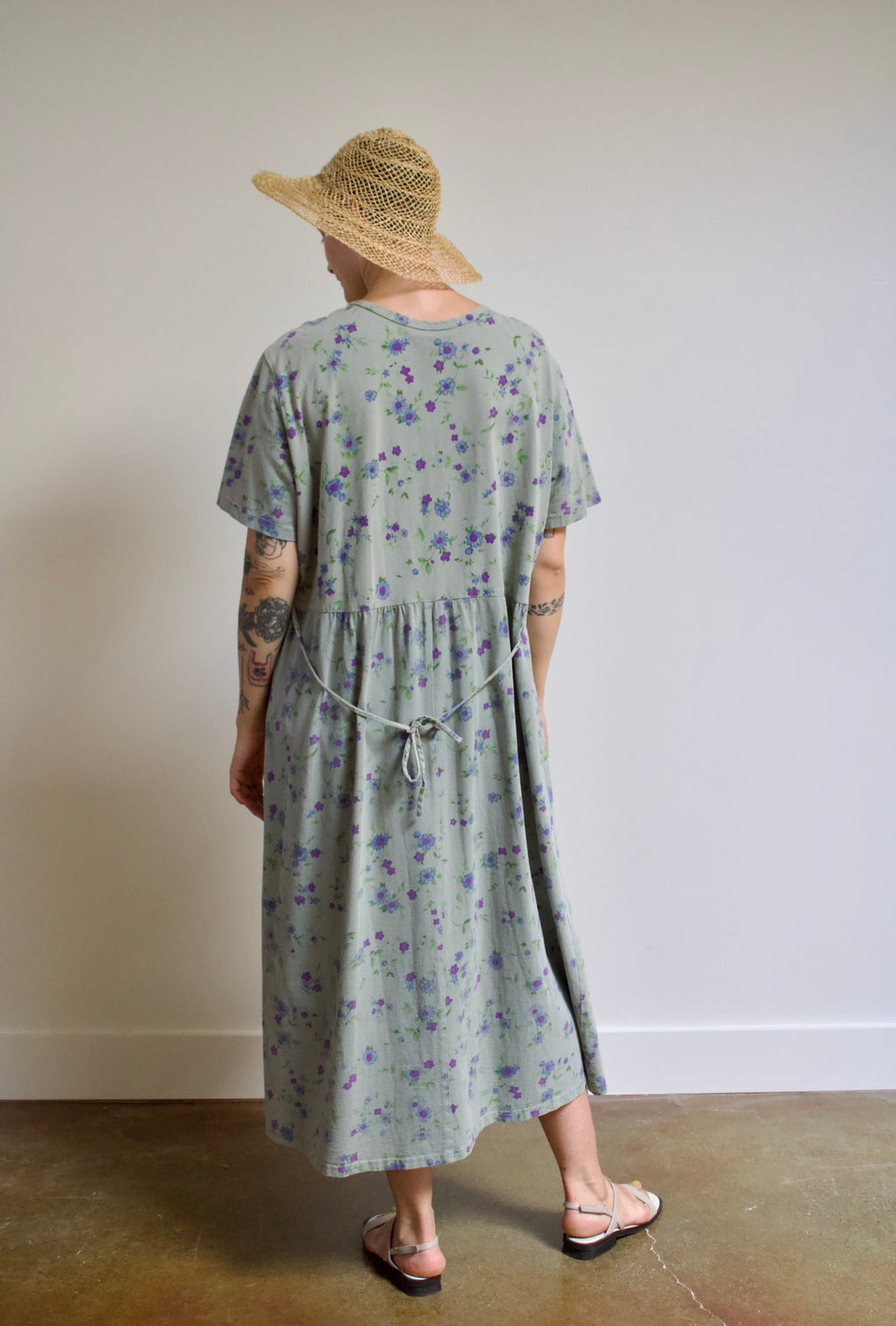 Sage Floral Babydoll Maxi Dress