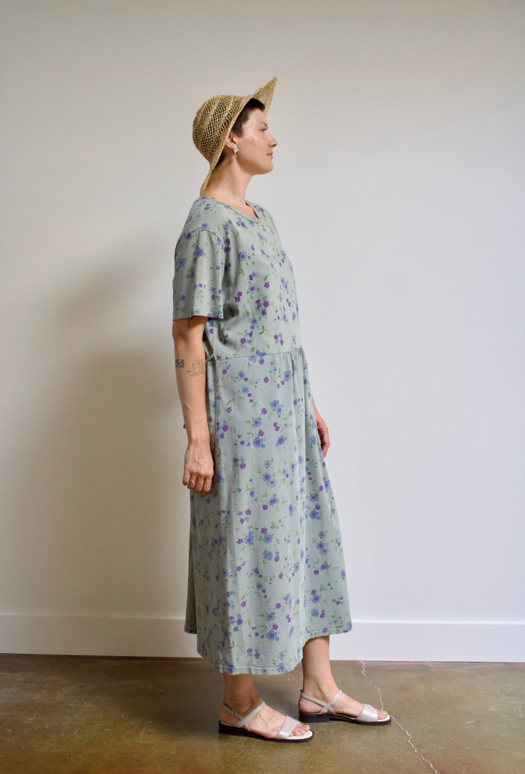 Sage Floral Babydoll Maxi Dress