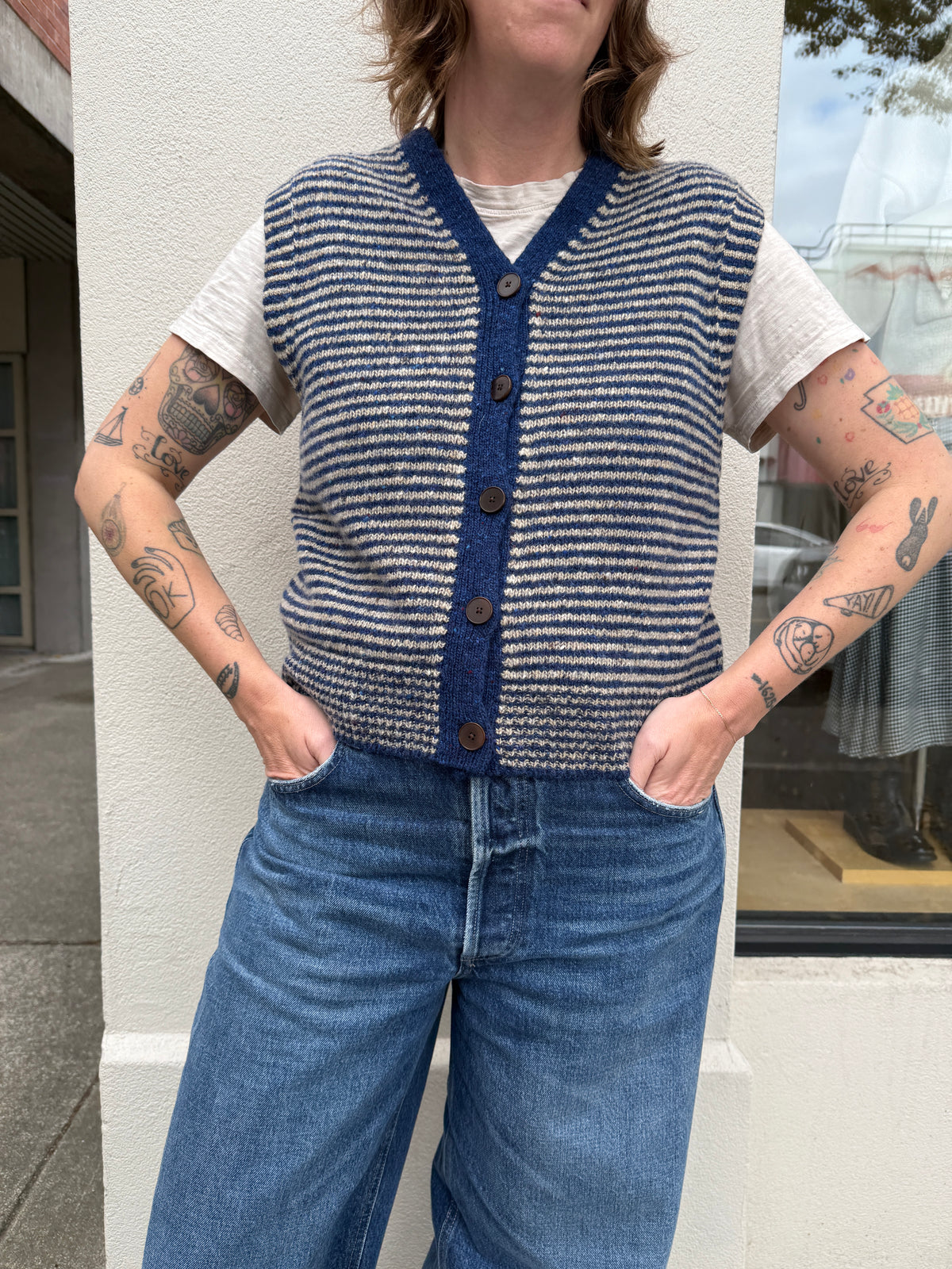 Striped Donegal Sweater Vest