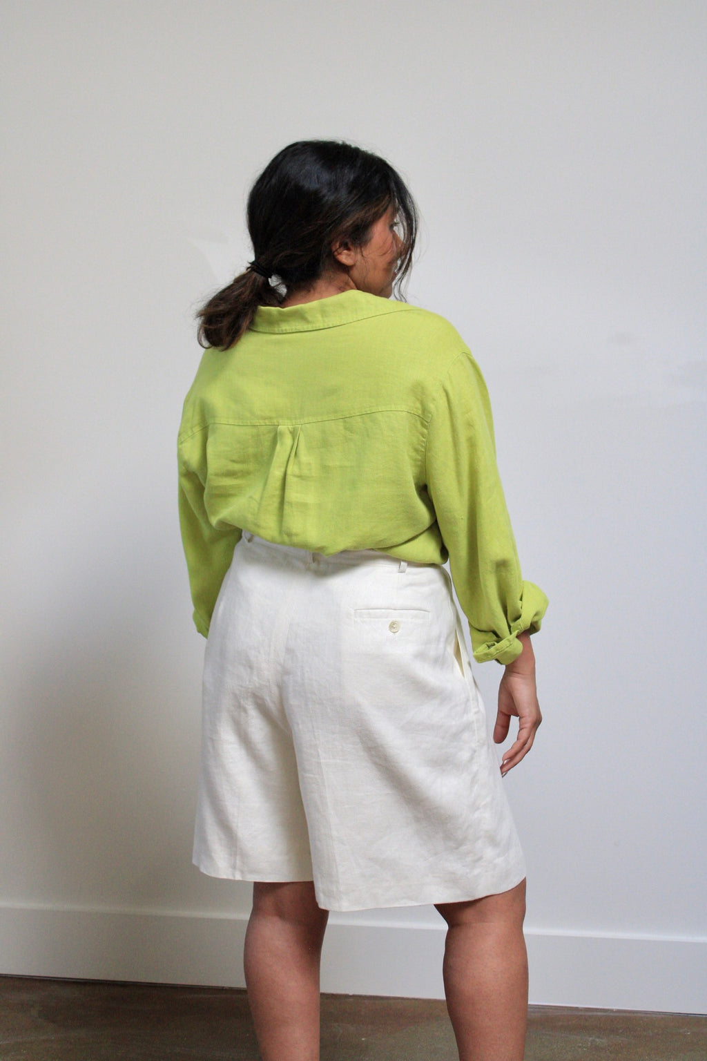Oatmilk Linen Pleated Trouser Shorts