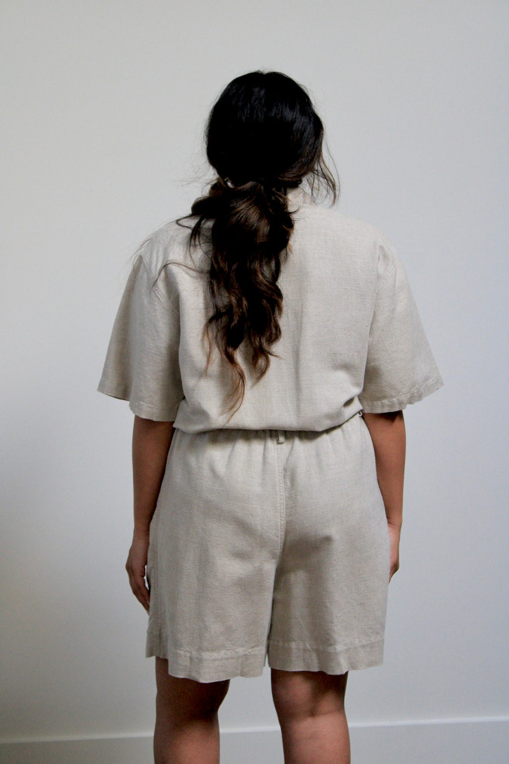 Tan Linen Blend Jumpsuit