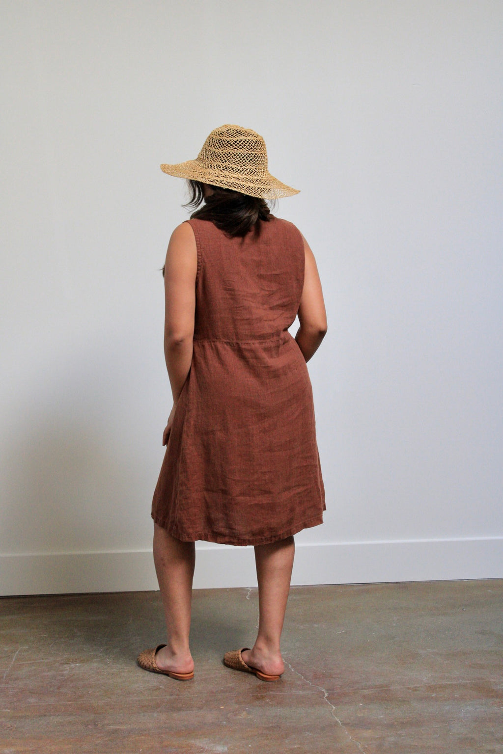 Bronze Linen Collared Dress