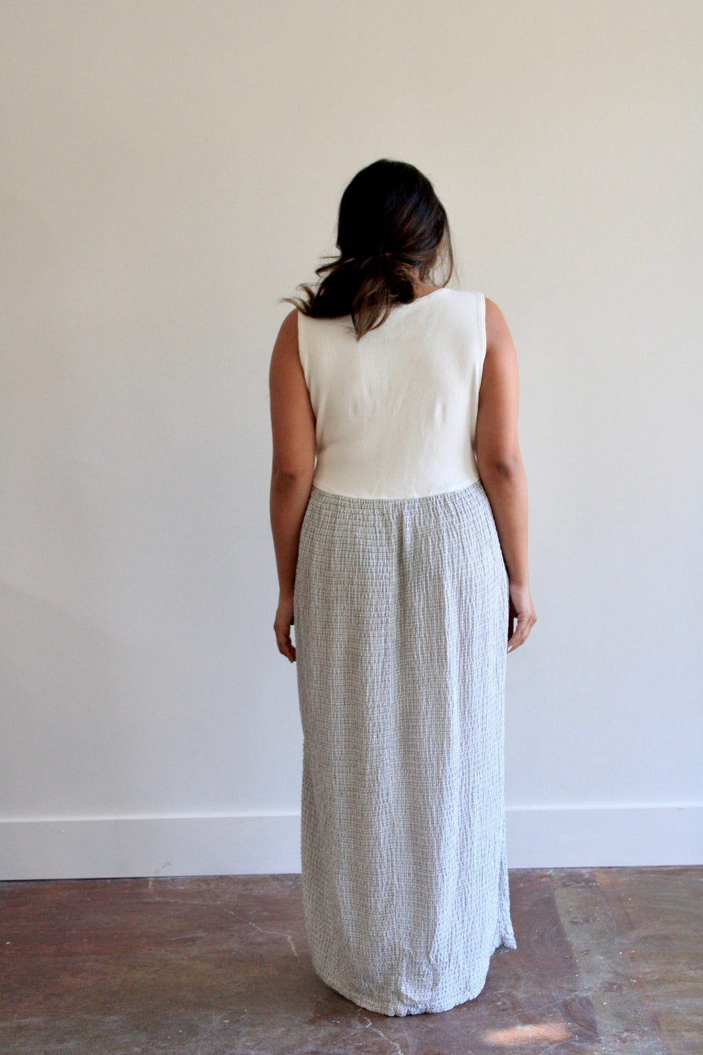 Black & Ivory Waffle Textured Maxi Dress