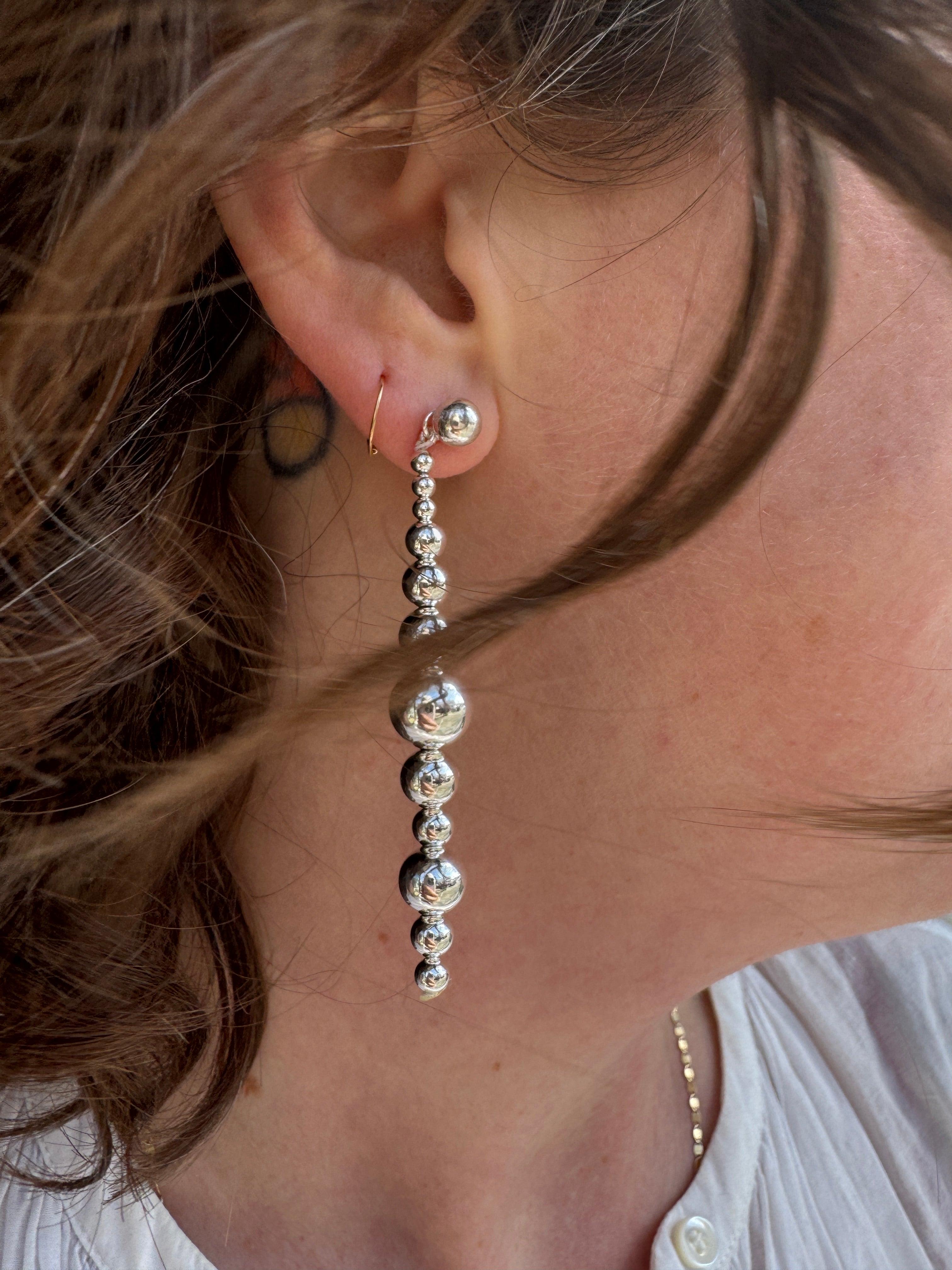 【SSY】Glass beads & Silver ball layering necklaced▲TWS着用 MUSINSA公式 | SSY [SET] Handmade glass beads & silver ball