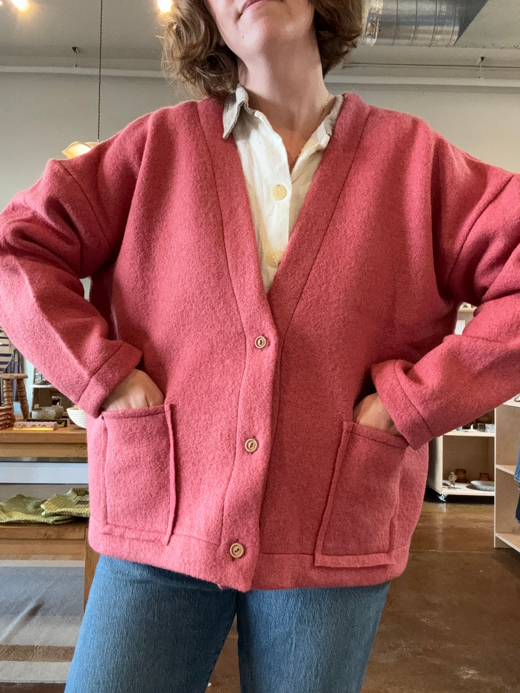 Boiled Wool Cardigan