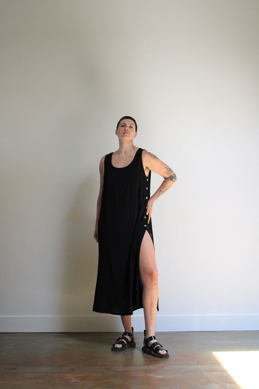 Minimalist Side Button Crinkle Dress